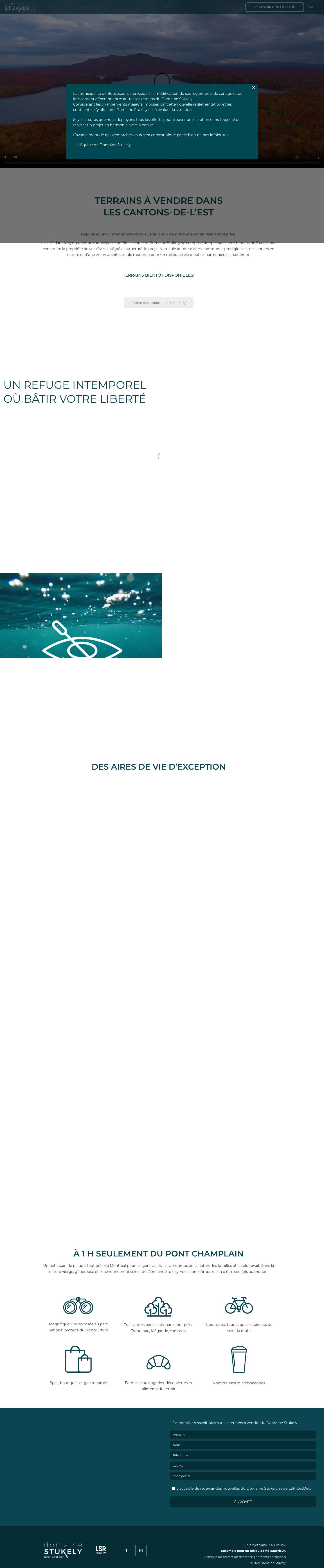 Terrains à vendre Cantons-de-l’Est | Domaine Stukely - Full Screenshot