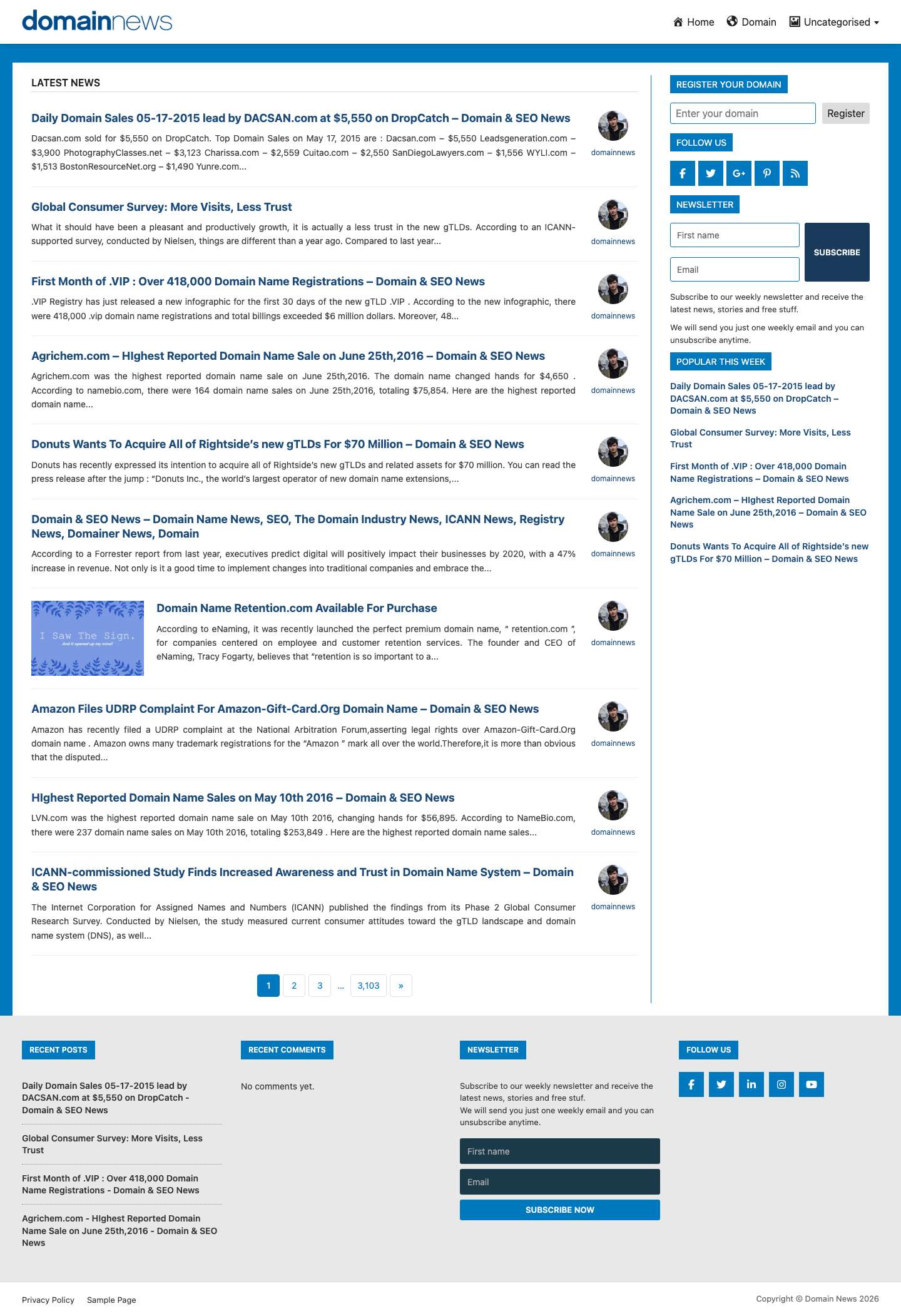 Domain News - Full Screenshot