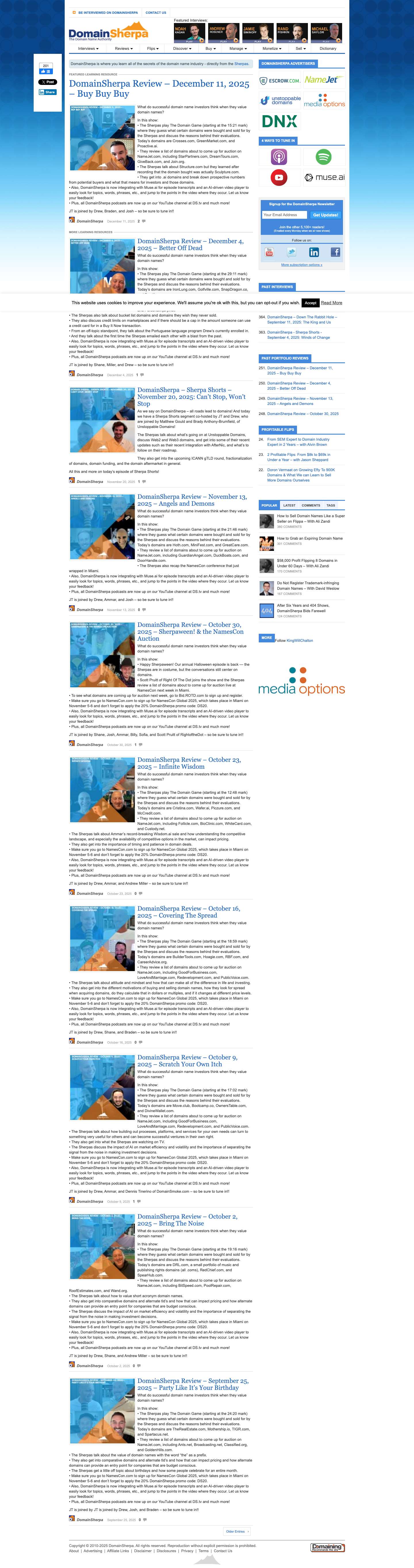 DomainSherpa: The Domain Name Authority - Full Screenshot