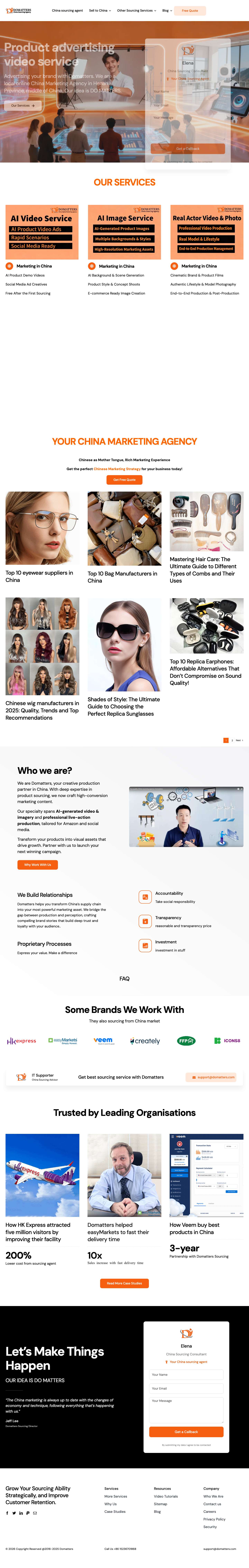 China Sourcing Agency | Chinese Top Sourcing Agencies – Domatters - Full Screenshot