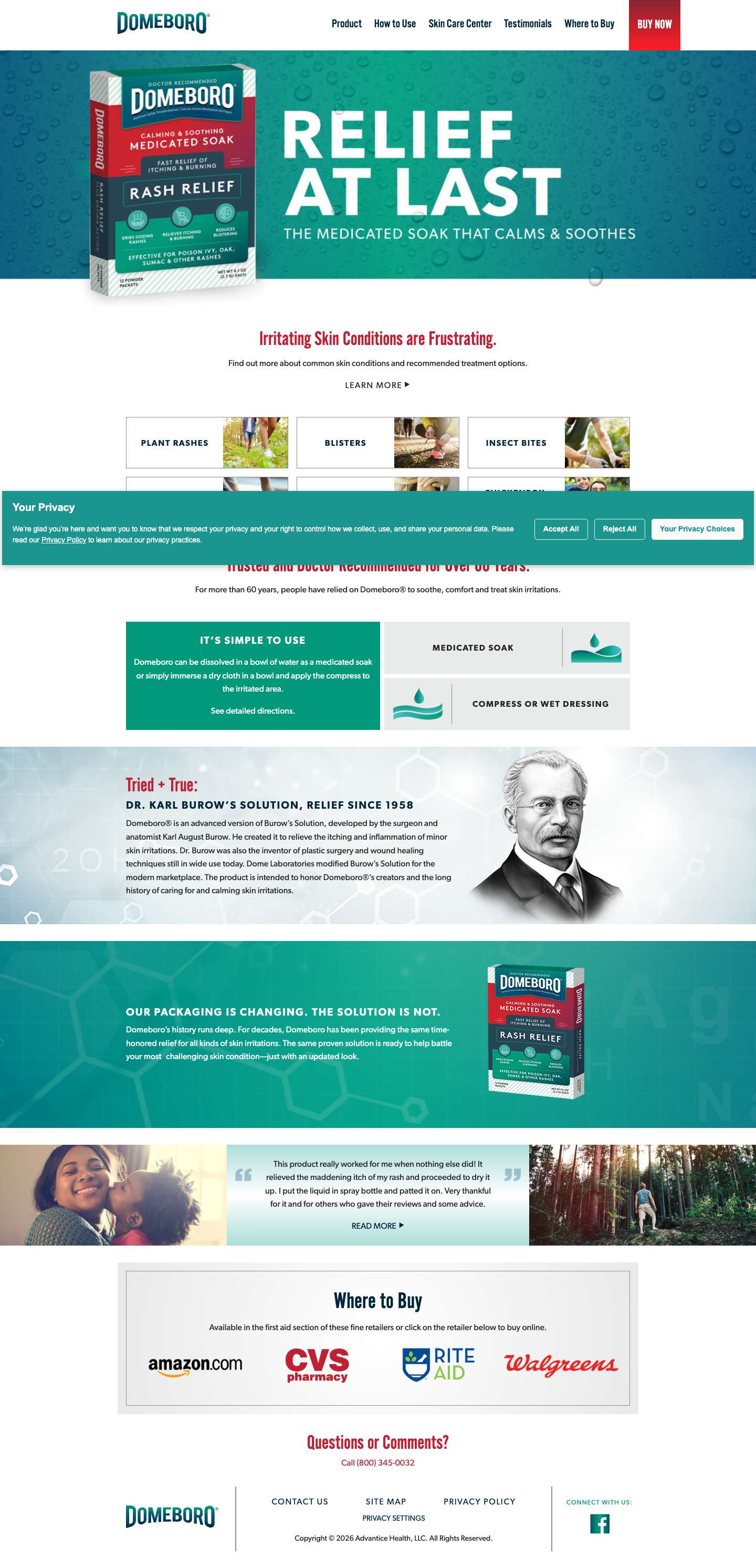 Domeboro Medicated Soak - Relief at Last - Full Screenshot