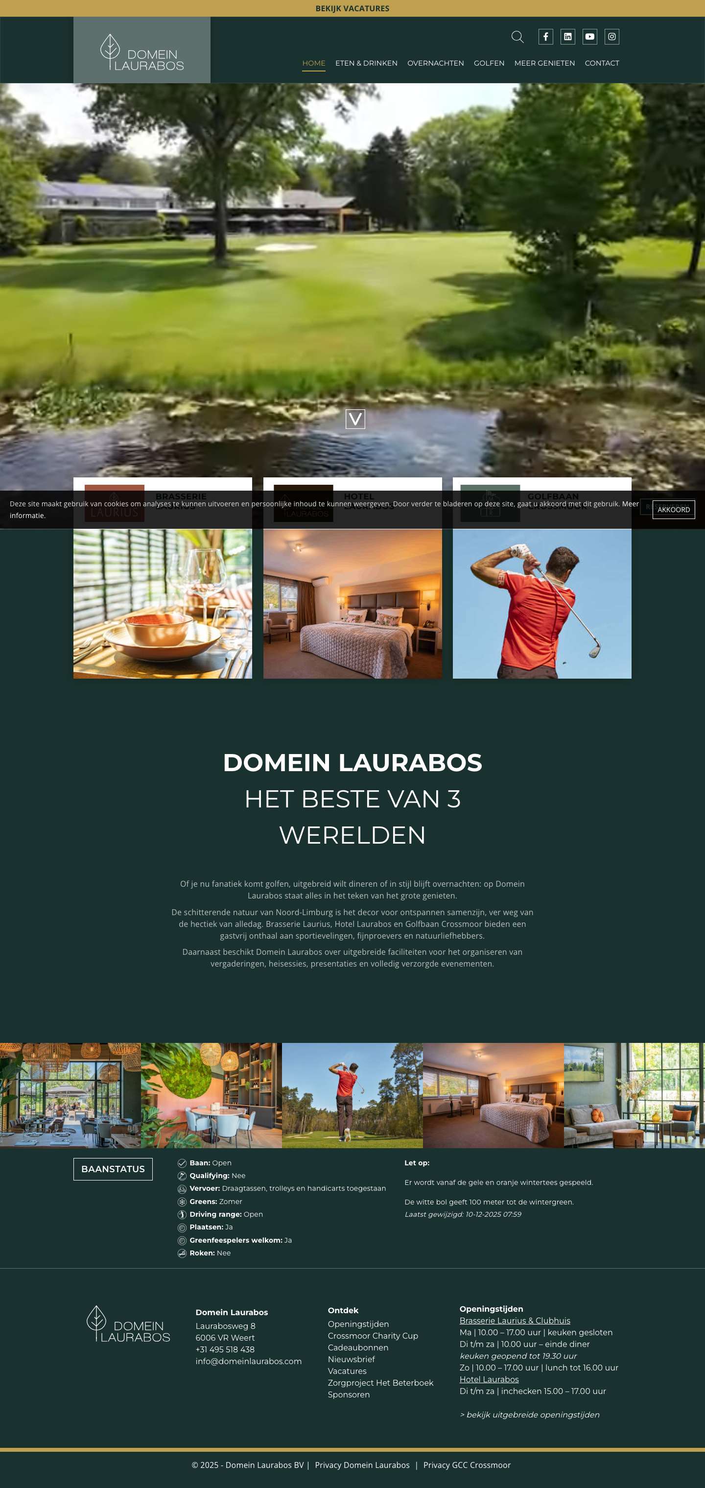 Domein Laurabos Weert | Brasserie - Hotel - Golfbaan - Vergaderen - Full Screenshot