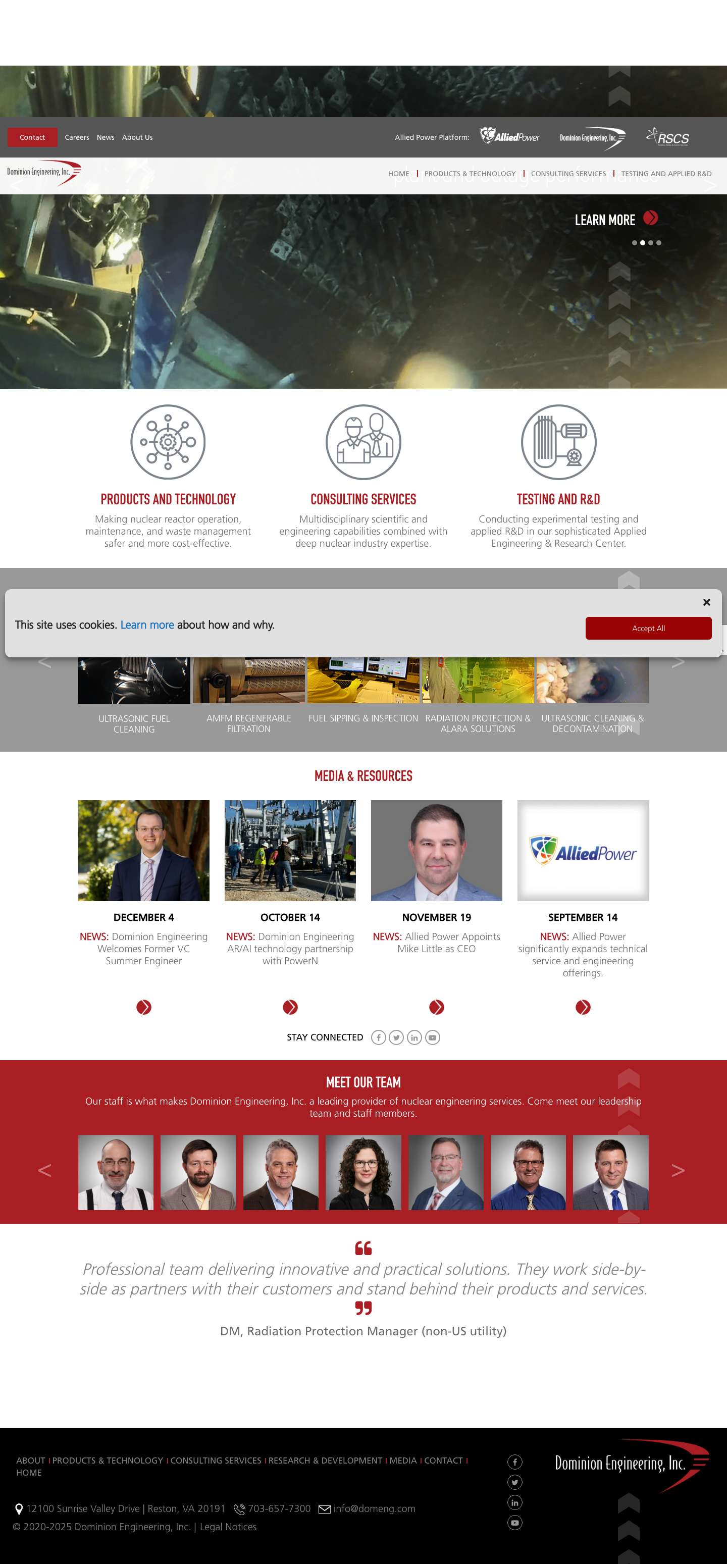 Home - Dominion Engineering, Inc. Nuclear Engineering Services - Full Screenshot