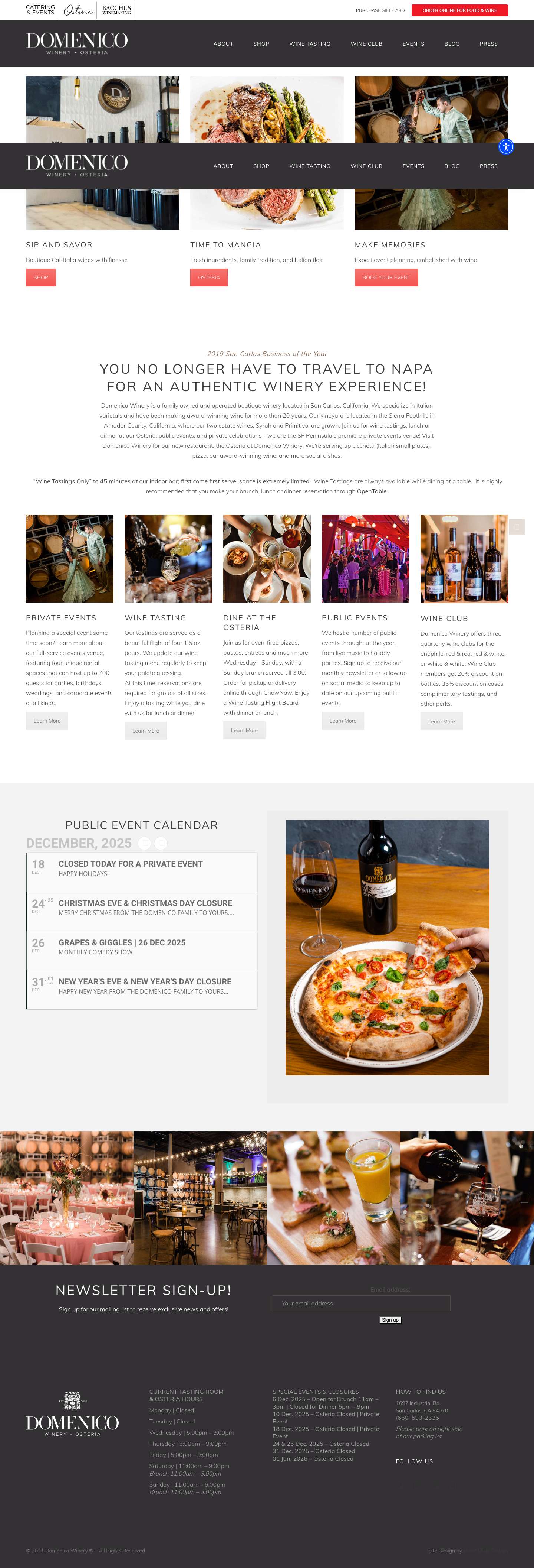 Domenico Home | Domenico Winery + Osteria - Full Screenshot