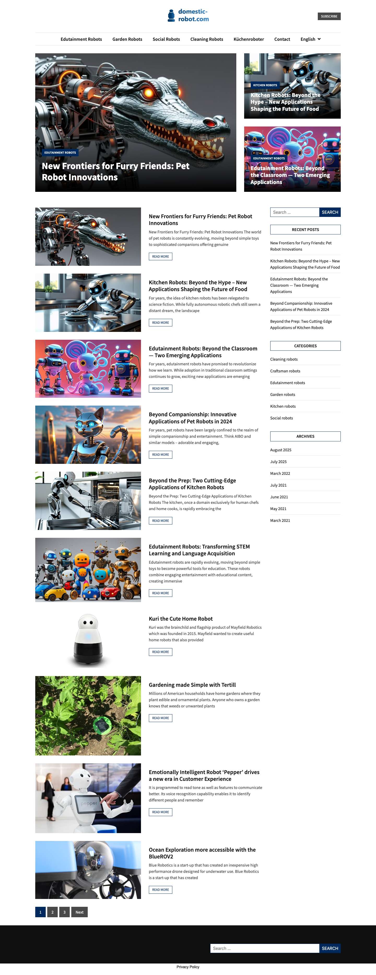 Domestic robots news - - Full Screenshot