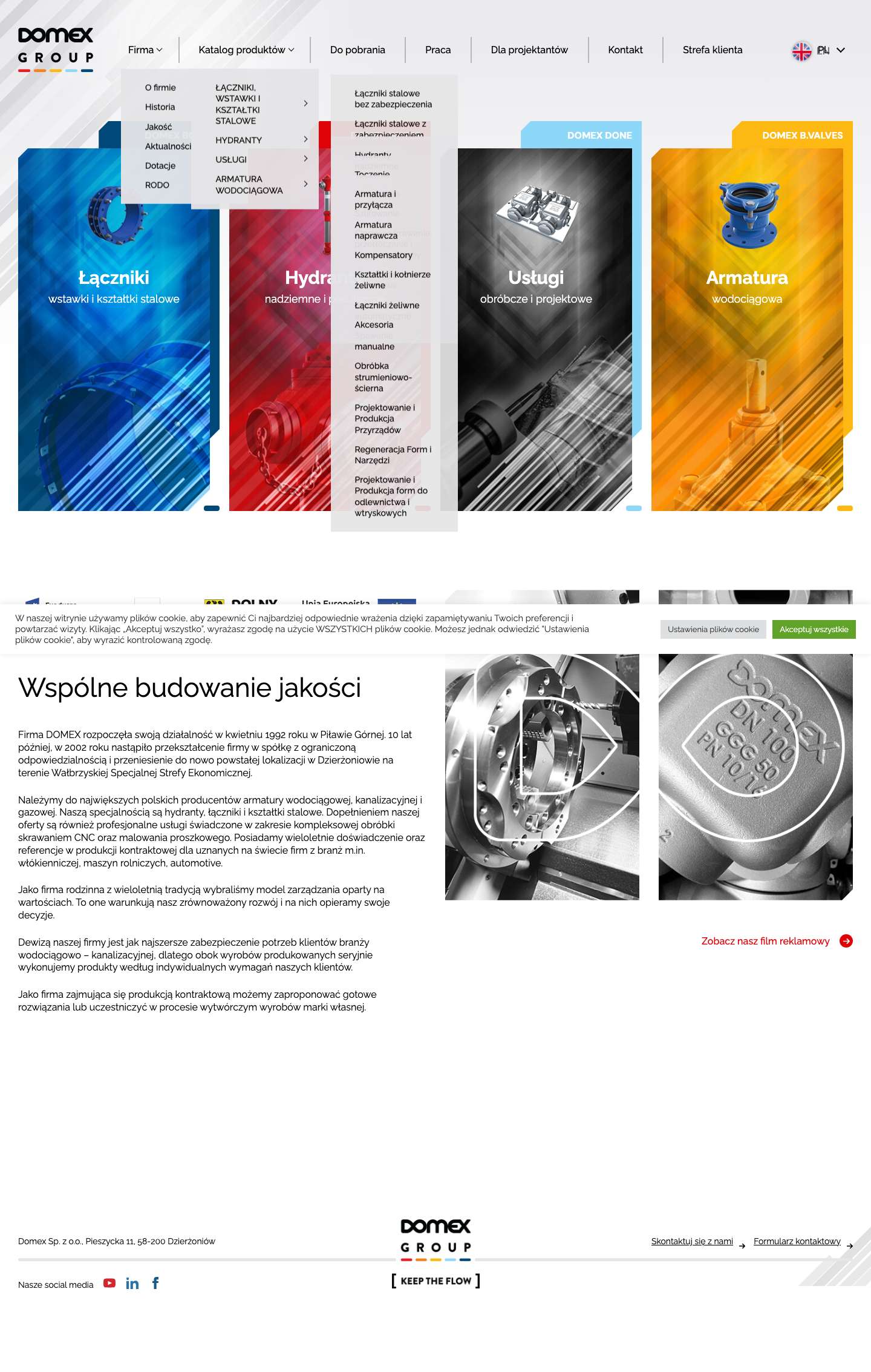 DOMEX GROUP - Producent armatury wodociągowej - Full Screenshot