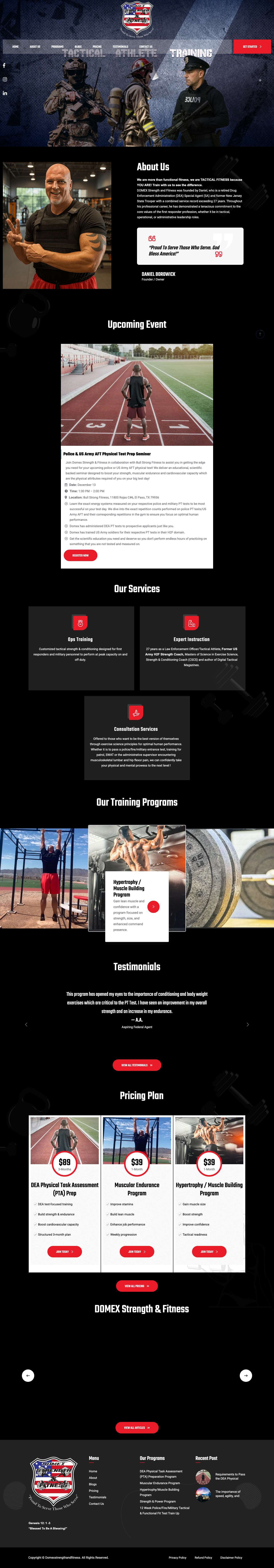 Domex Strength & Fitness | Tactical Athlete Training Program - Full Screenshot
