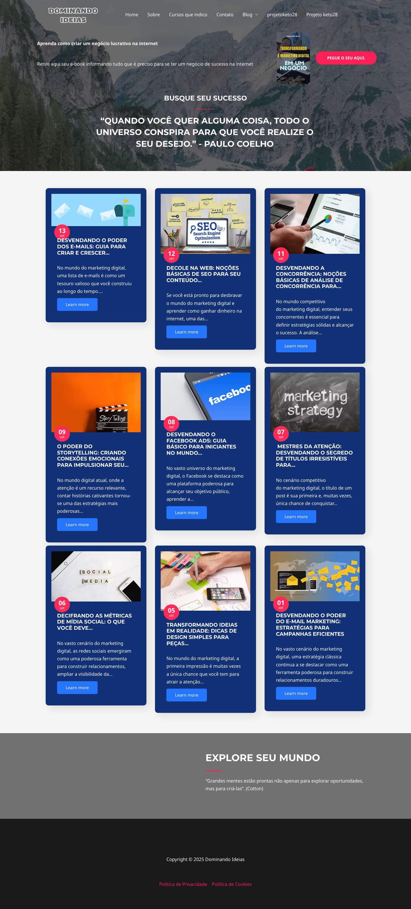 Dominando Ideias – Ajudando o mundo com ideias novas - Full Screenshot