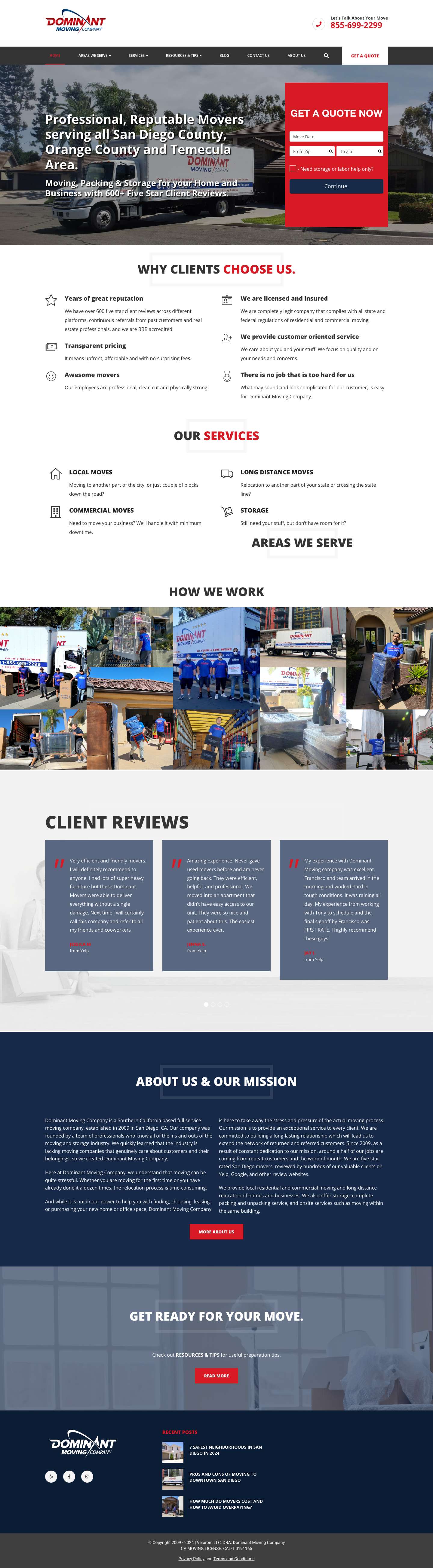 Professional Full Service Movers - Dominant Moving Company - Full Screenshot