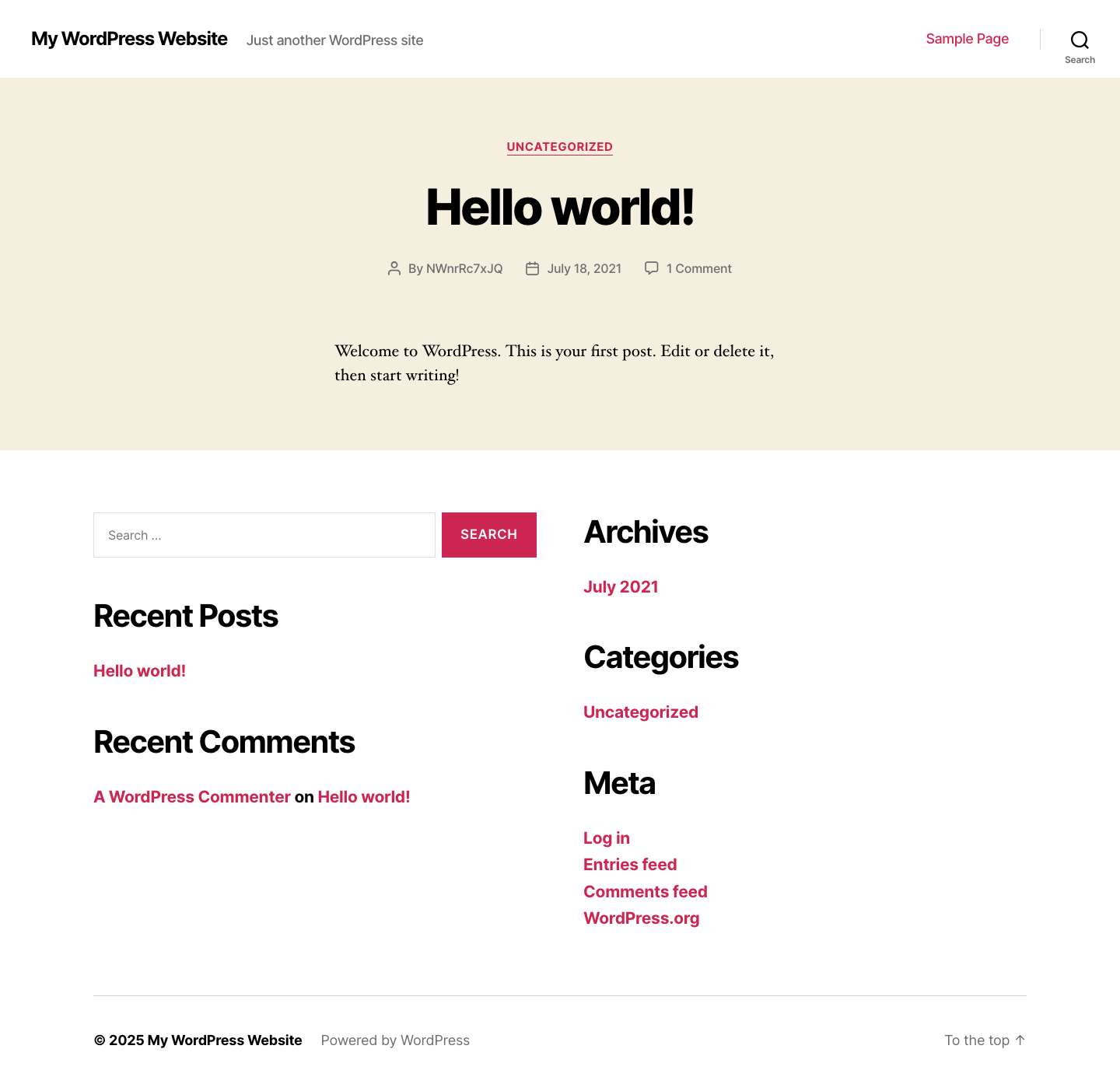 My WordPress Website – Just another WordPress site - Full Screenshot