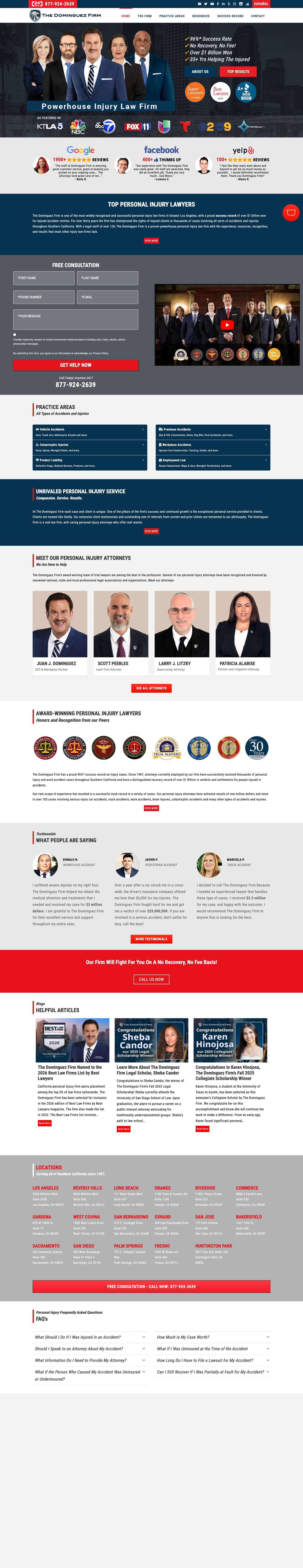 Personal Injury Lawyers in Los Angeles | 96% Success Rate - Full Screenshot