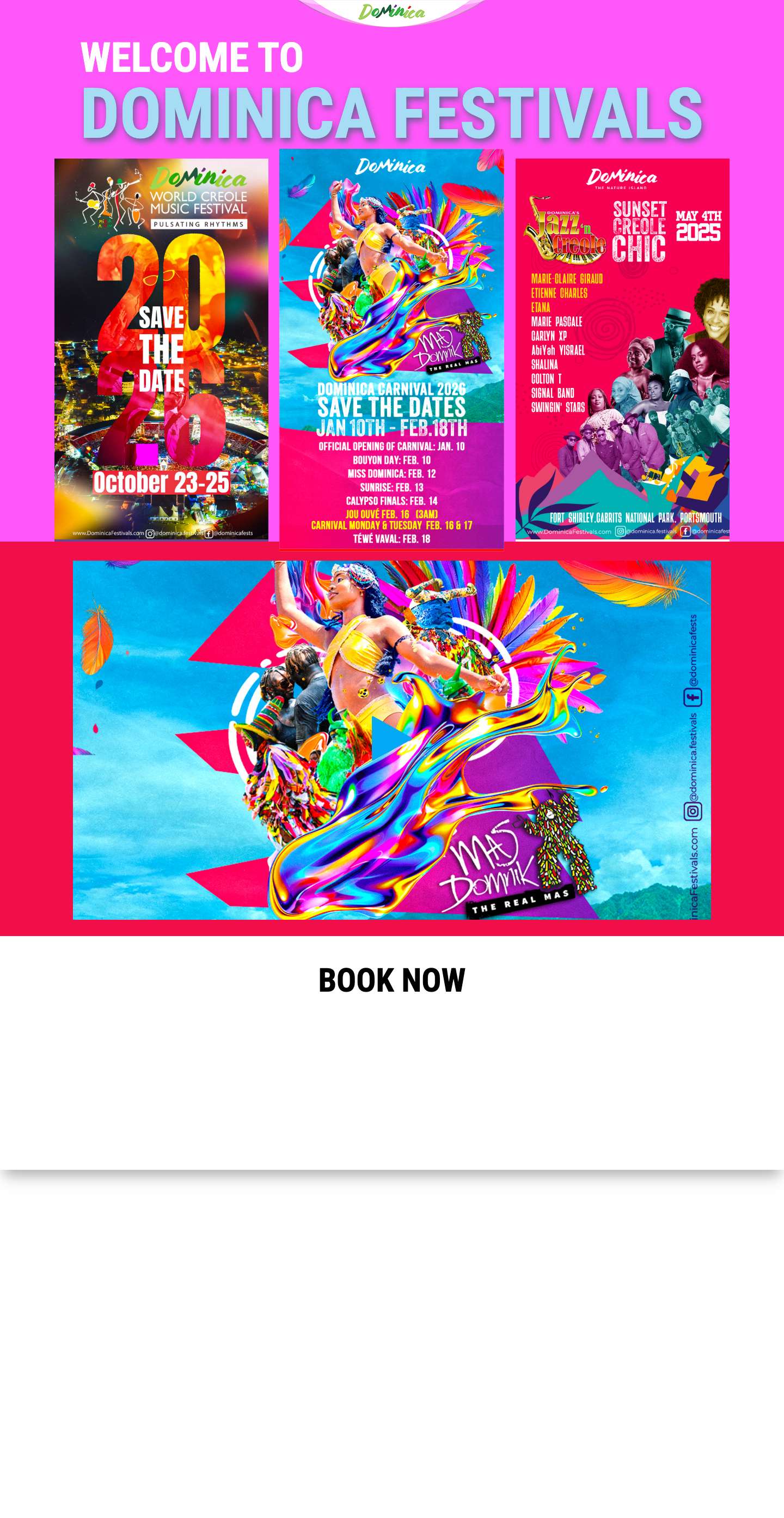 Front Page - Dominica Festivals - Full Screenshot
