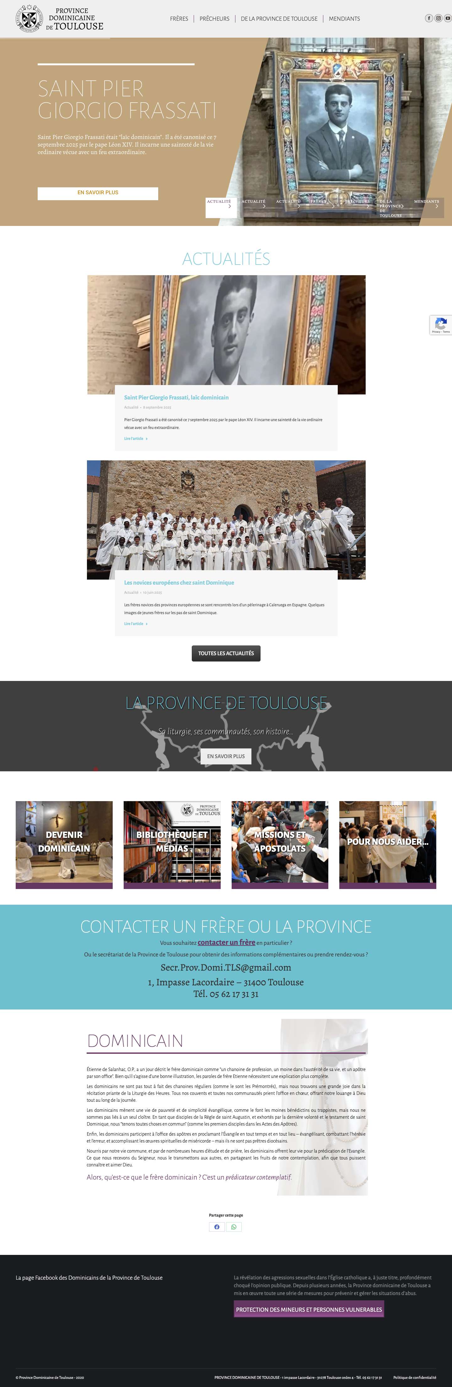 Les dominicains de la Province de Toulouse – Louer, prêcher, bénir - Full Screenshot
