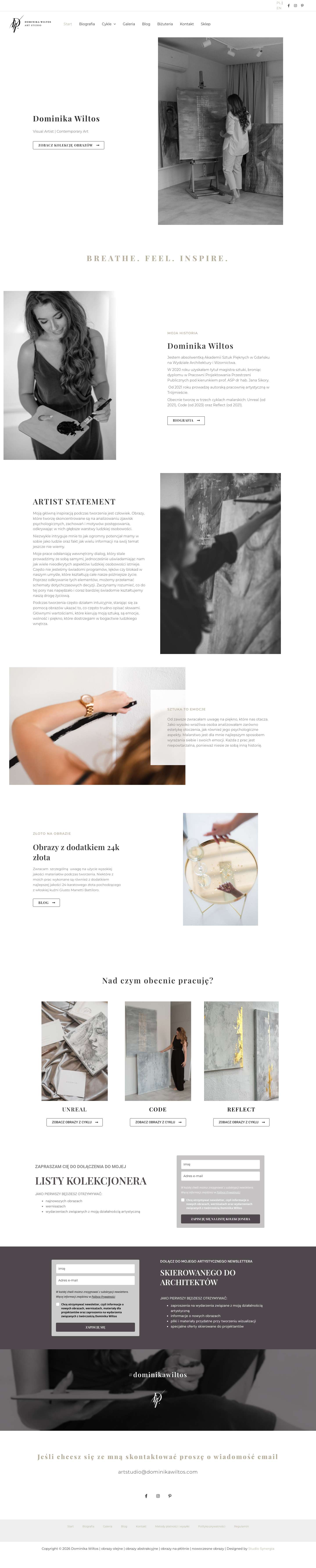 Dominika Wiltos | obrazy olejne | obrazy abstrakcyjne | obrazy na płótnie | nowoczesne obrazy - Full Screenshot