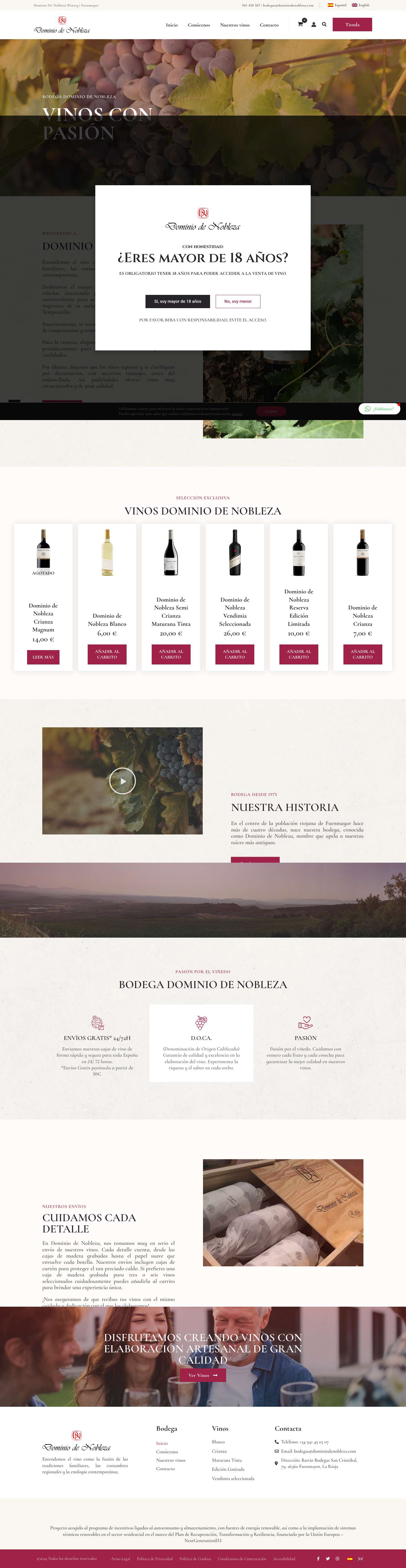 Vinos Bodega Dominio De Nobleza en Fuenmayor (La Rioja)enviovariedad-uvaspasion - Full Screenshot