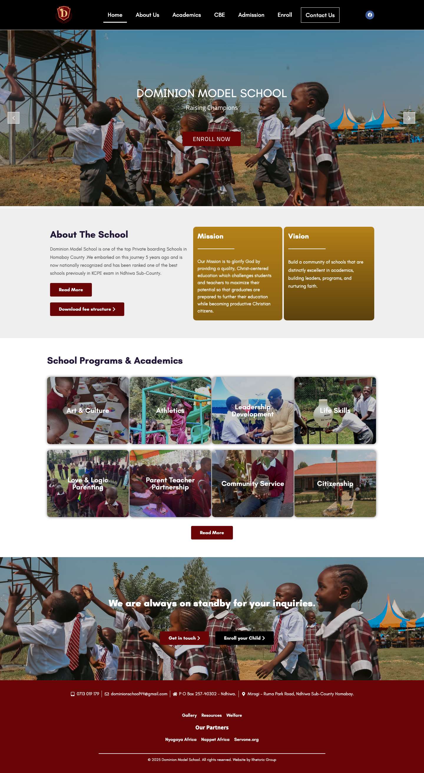 Home - Dominion School - Full Screenshot