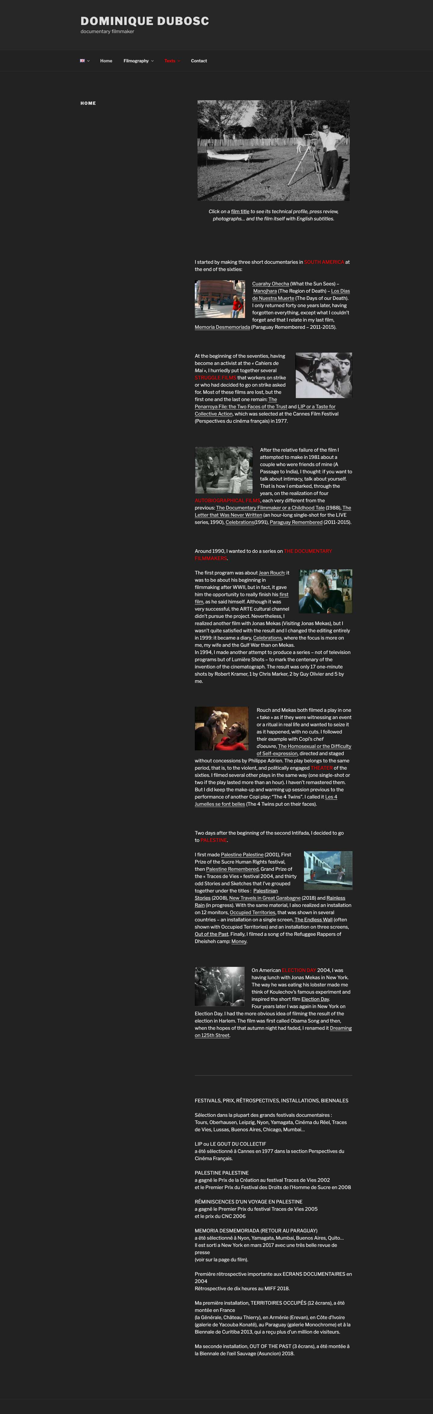 Dominique Dubosc – documentary filmmaker - Full Screenshot