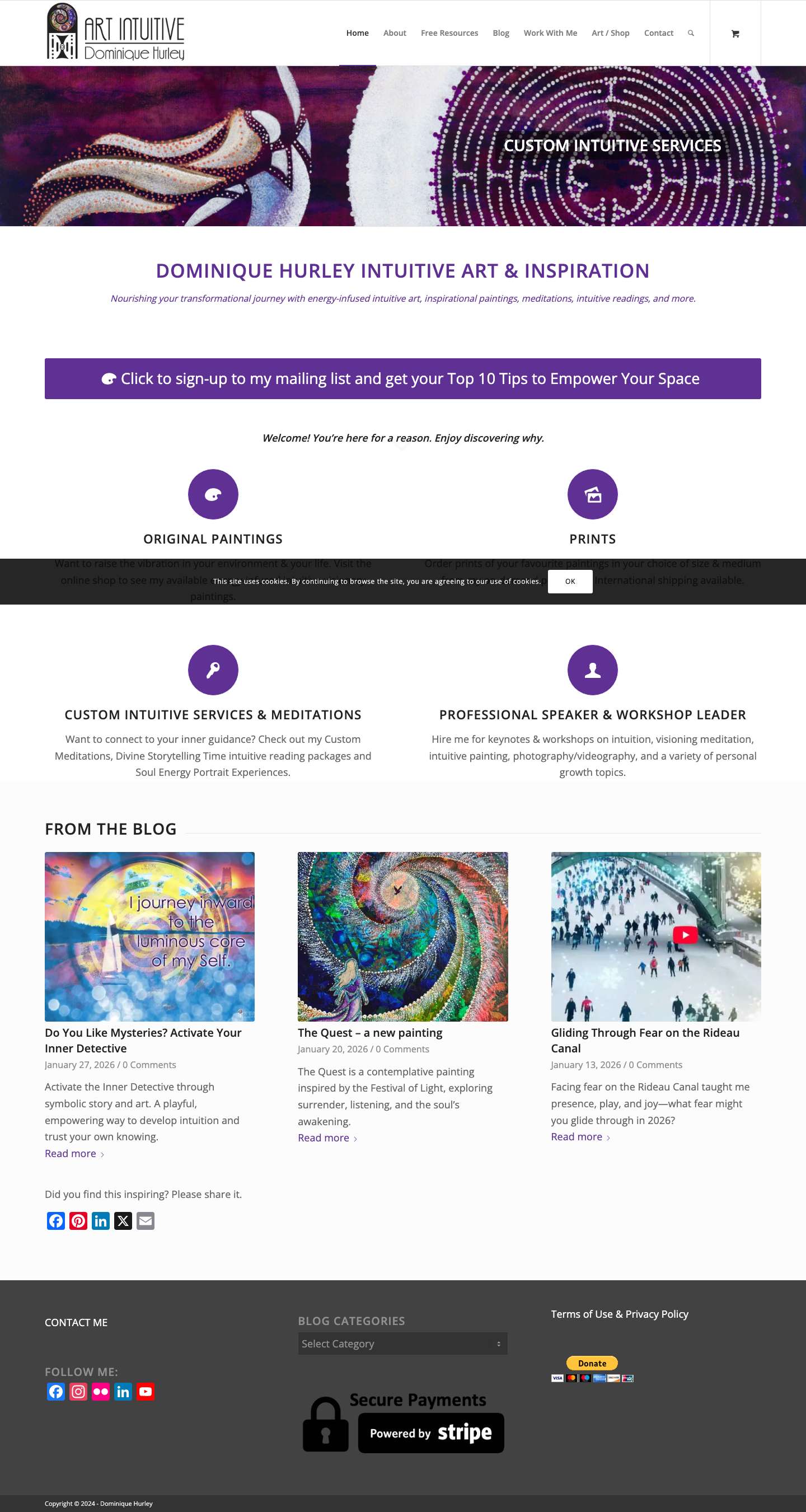 Dominique Hurley - Art Intuitive - Shop Spiritual Paintings & Intuitive ReadingsClick to open the search input fieldShopping Cart - Full Screenshot