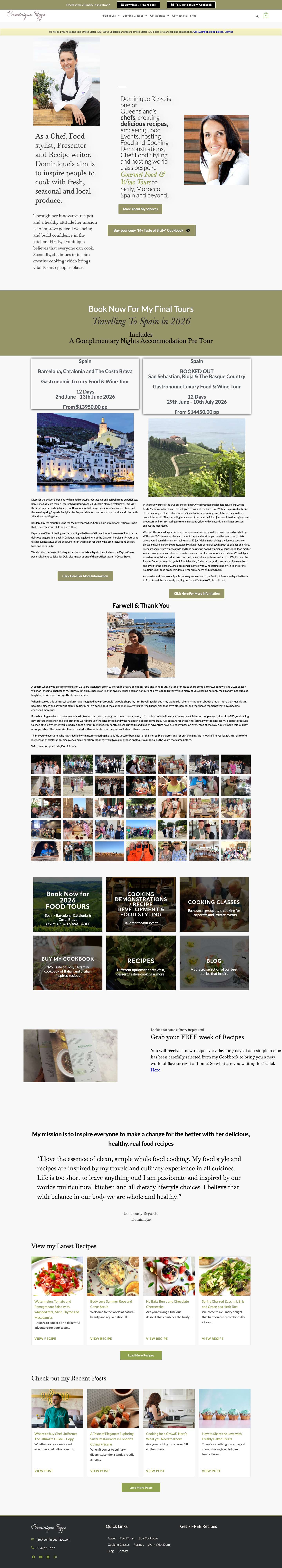 Dominique Rizzo | Bespoke Food Tours – One of Australian's leading chefs - Full Screenshot