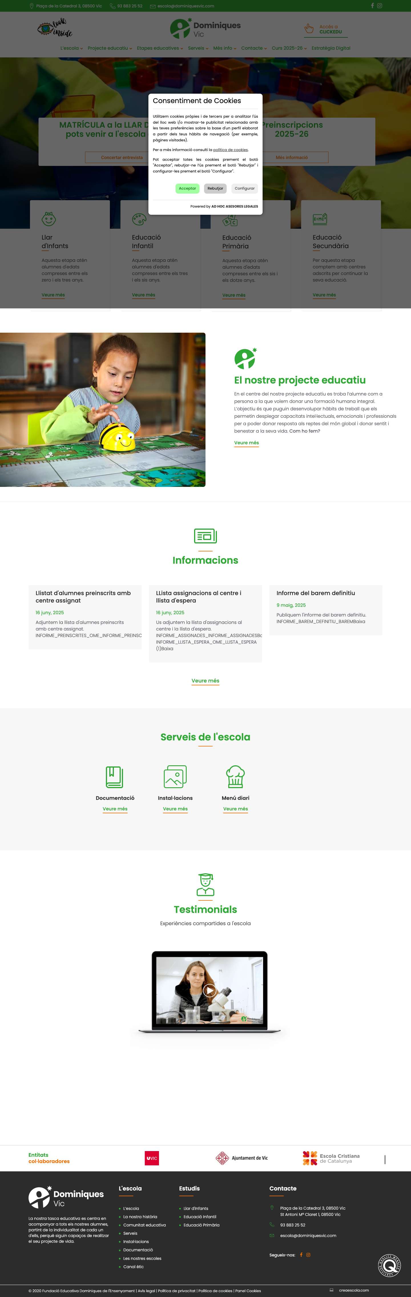 Dominiques Vic - Escola concertada Dominiques a Vic - Full Screenshot