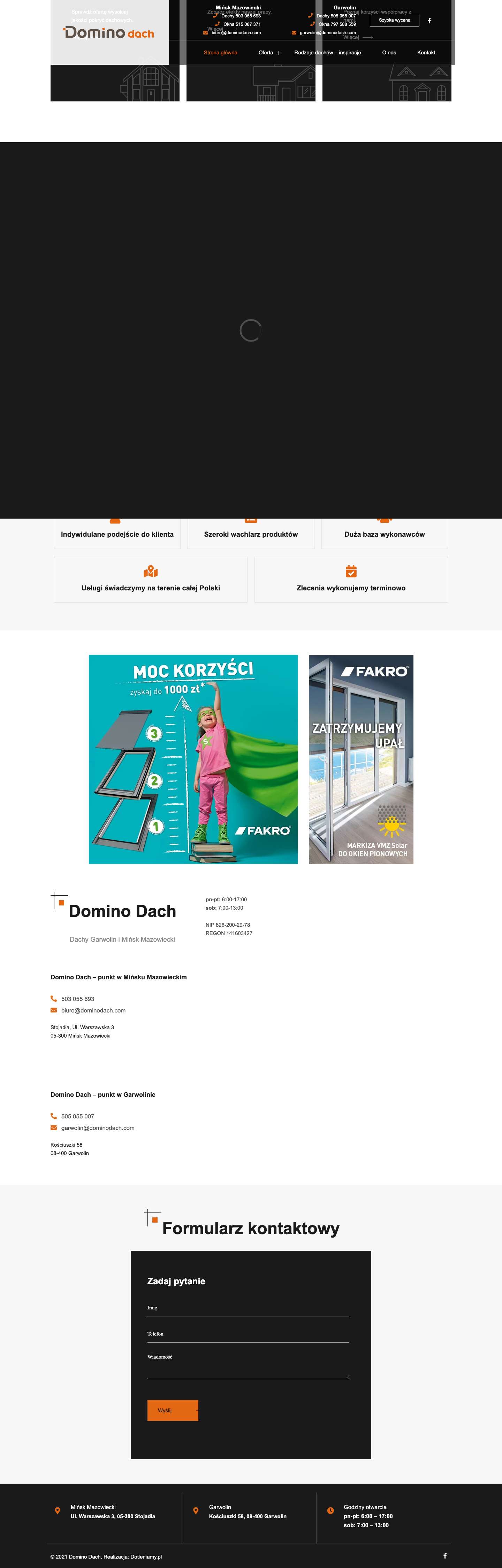 Dachy Garwolin i Mińsk Maz. - Domino Dach - Mińsk Mazowiecki - Full Screenshot