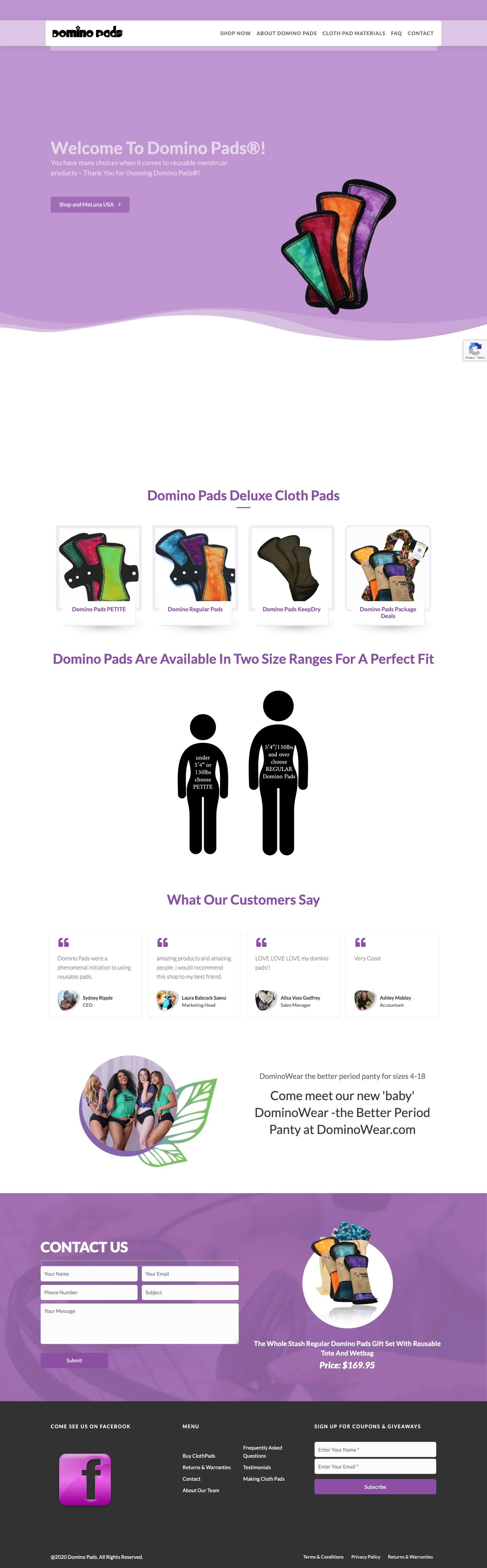 Domino Pads – The Perfect Cloth Pad for Period, Pregnancy & Postpartum - Full Screenshot