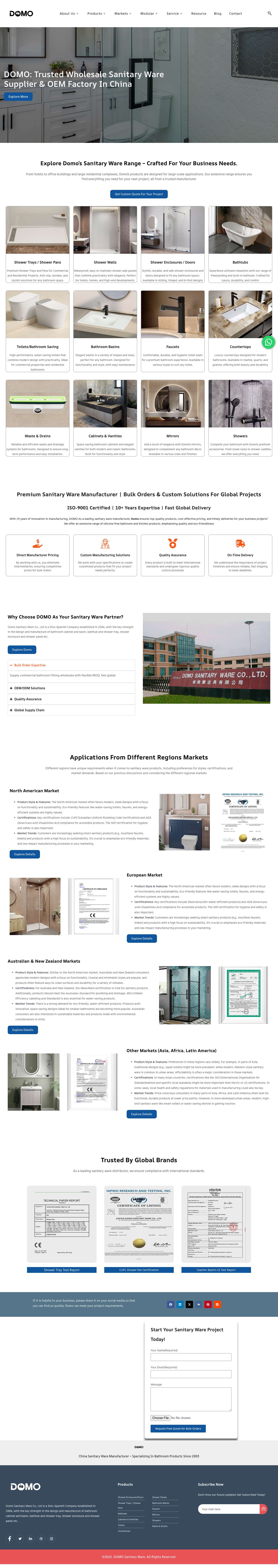 Sanitary Ware Manufacturer & Supplier for Your Projects - Full Screenshot