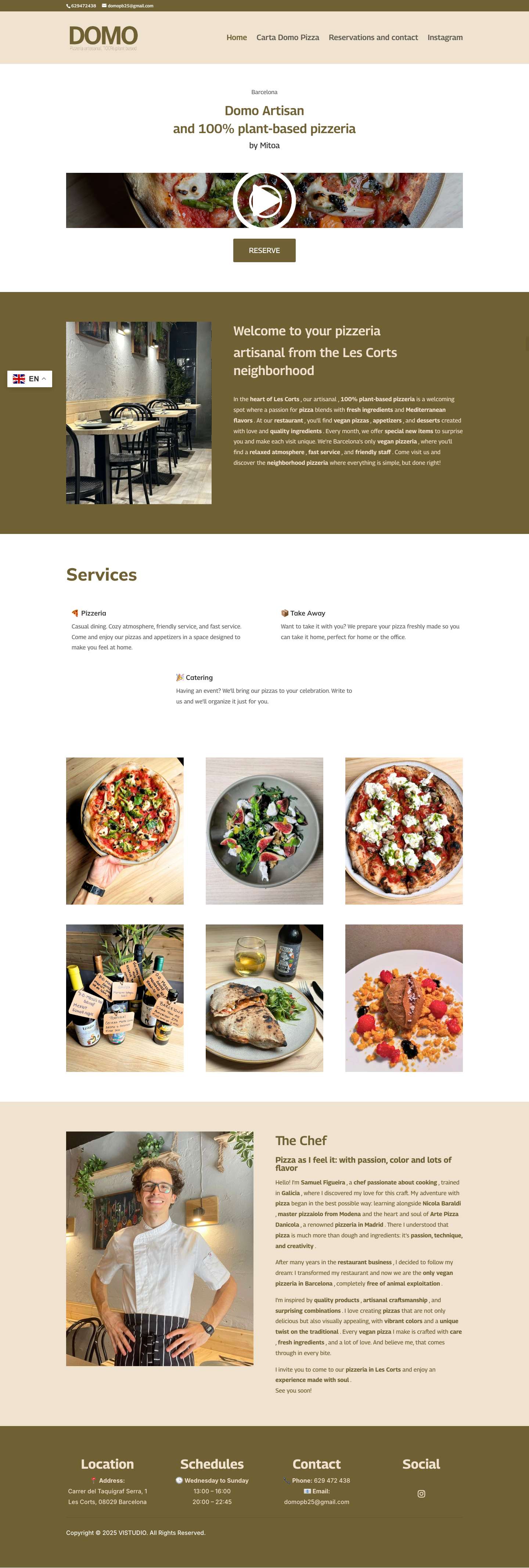 Domo Pizzeria Artesanal | Pizzería artesanal y 100% plant based - Full Screenshot
