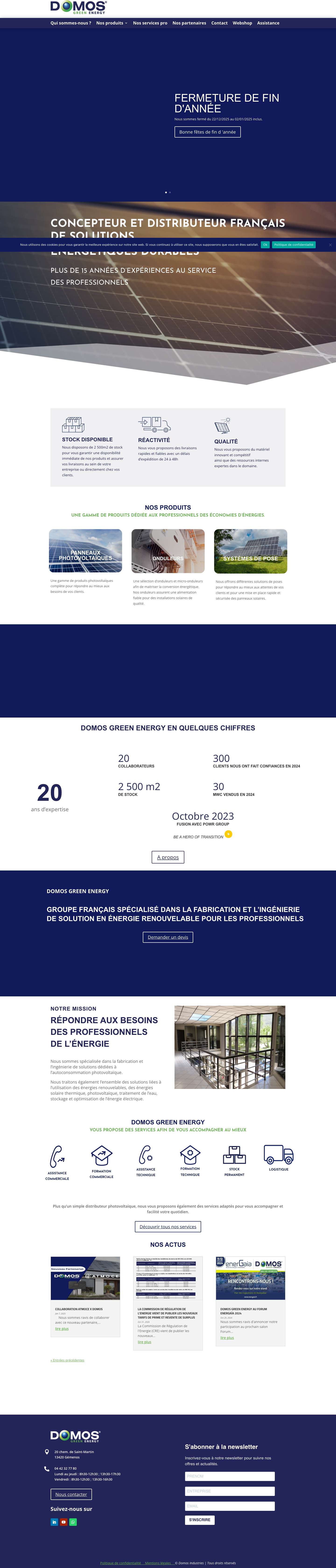 Domos Green Energy : Distributeur de solutions solaires - Full Screenshot