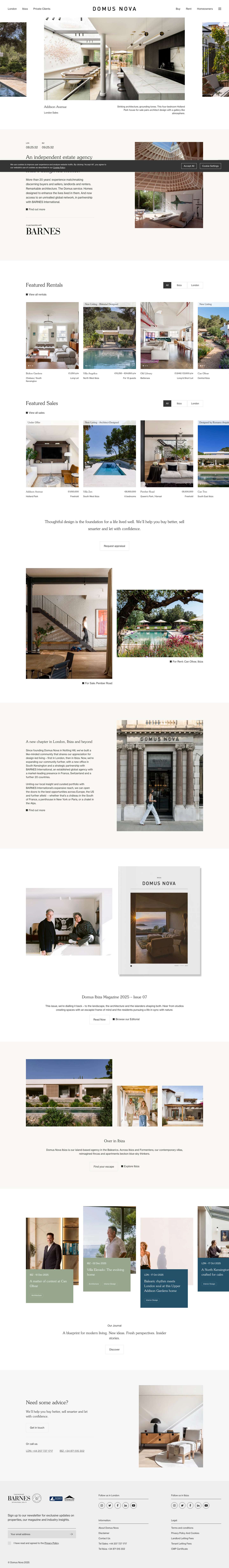 Luxury Estate Agency in London and Ibiza - Domus Nova - Full Screenshot