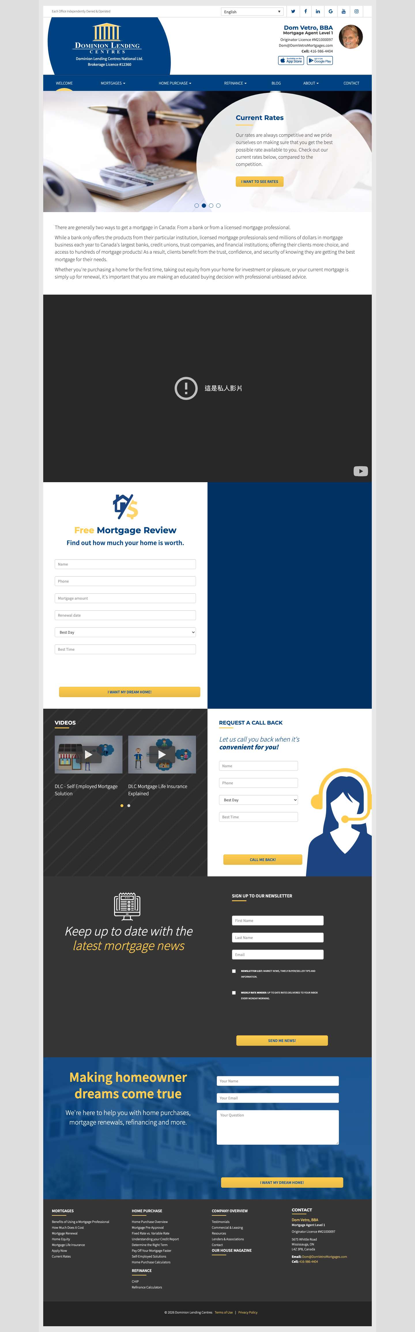 Welcome - Dom Vetro Dominion Lending Centres - Full Screenshot