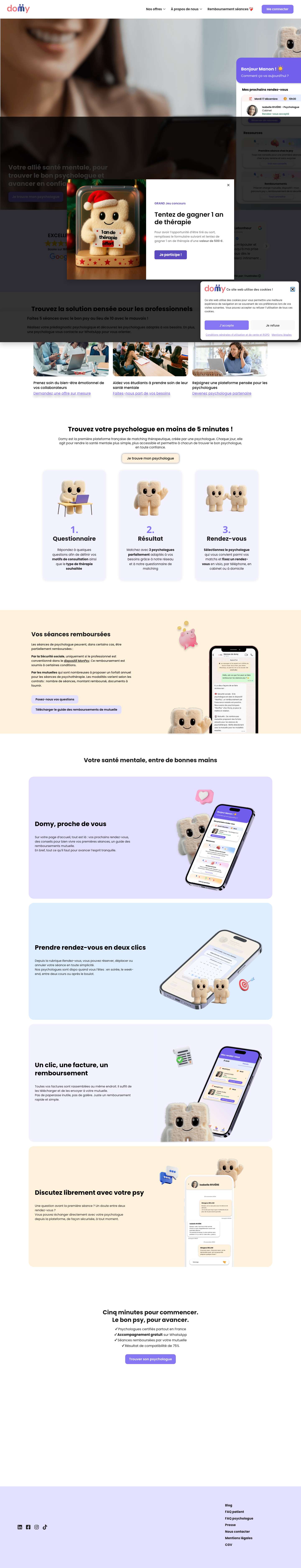 Domy - Trouvez votre psychologue en ligne dès maintenant ! - Full Screenshot