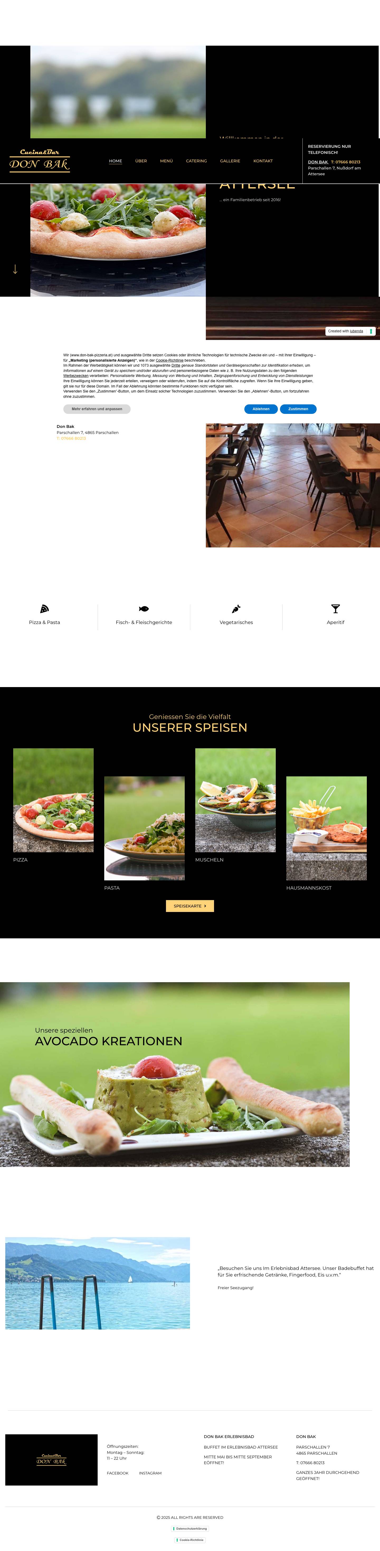 Don Bak Pizzeria am Attersee – Restaurante, Pizzaria, Pizza, Spaghetti, Hausmannskost, GastgartenDown - Full Screenshot
