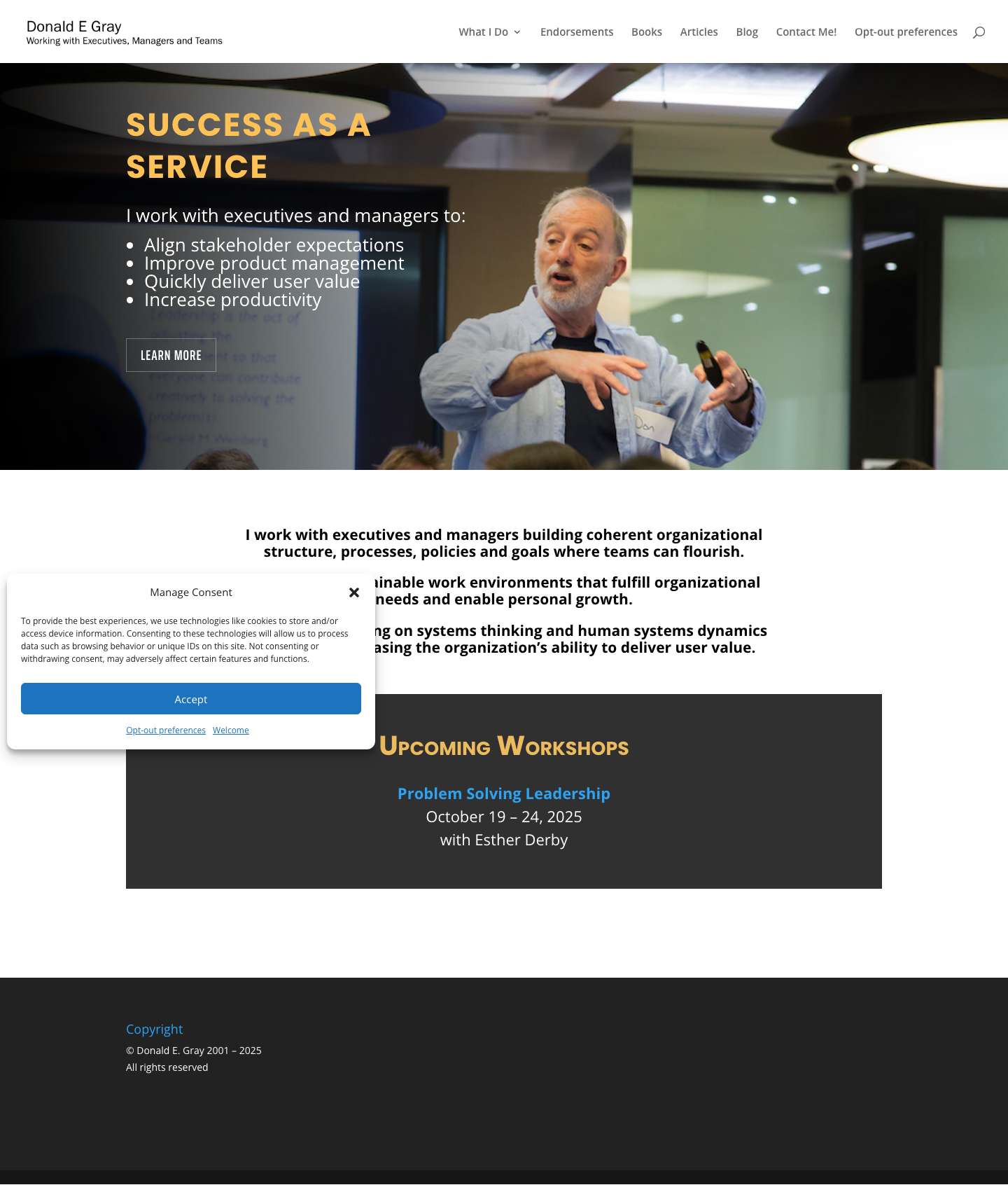Donald E. Gray | Working with Leaders & Teams - Full Screenshot