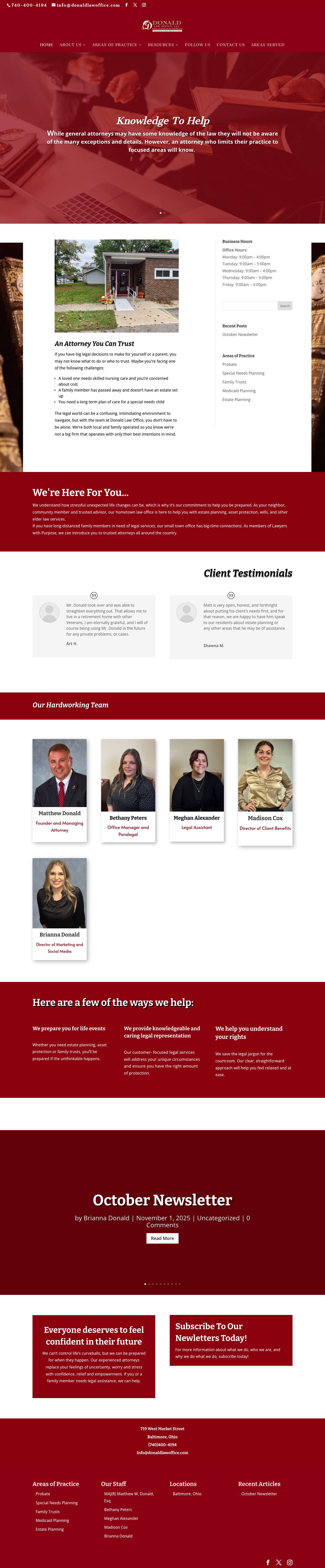 Home Page for Donald Law Office | Donald Law Office LLC - Full Screenshot