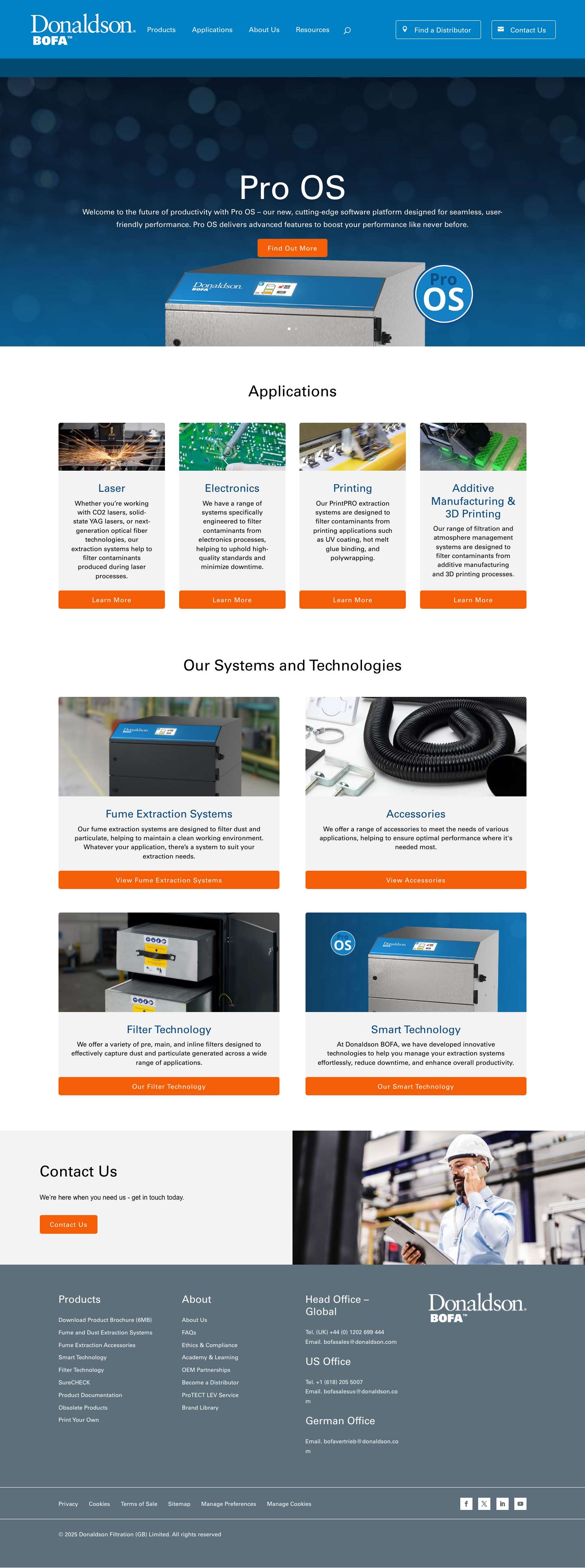 Fume and Dust Extraction and Filtration | Donaldson BOFA - Full Screenshot