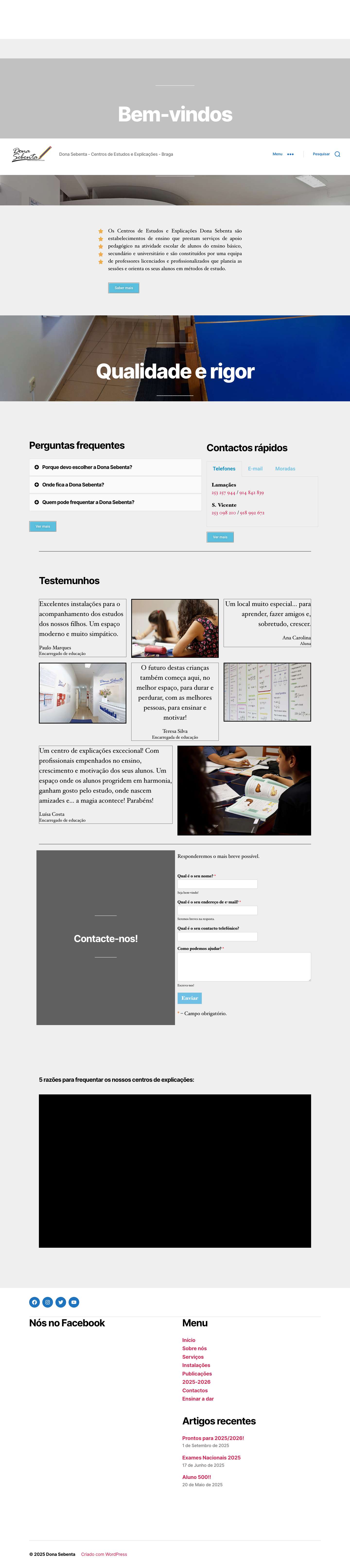 Dona Sebenta - Centros de Estudos e Explicações em Braga - Ensino básico, secundário e universitário. - Full Screenshot