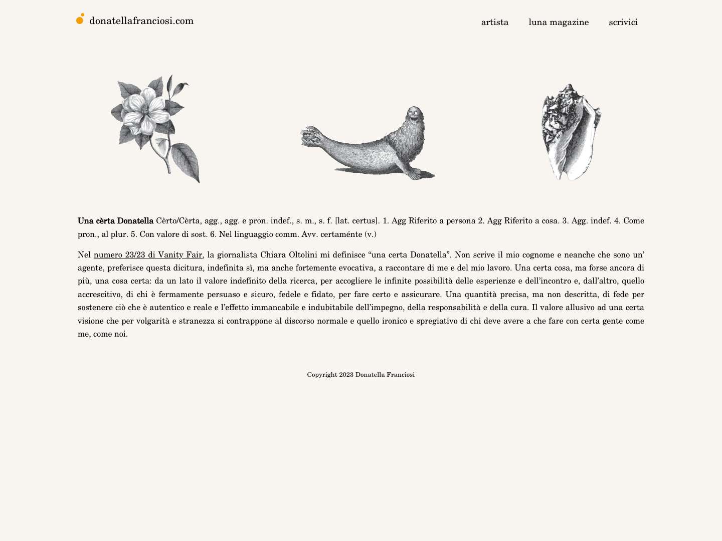 Donatella Franciosi – progetto artistico di management - Full Screenshot
