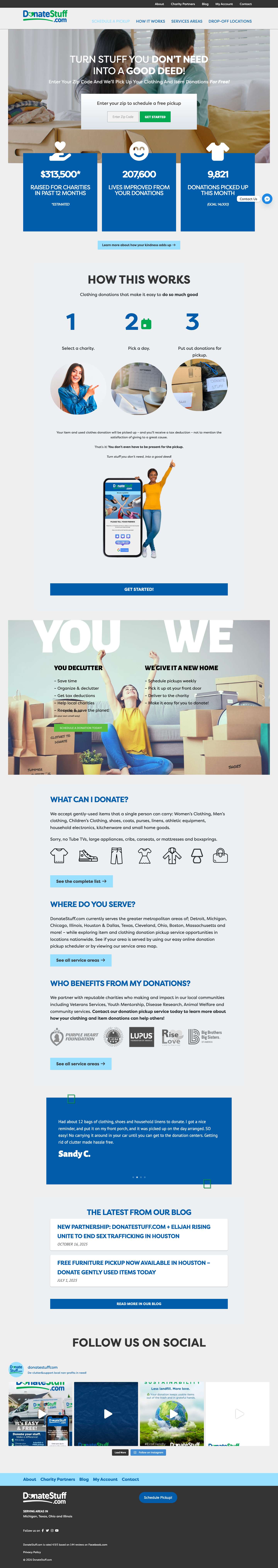 Clothing & Item Donations | Donation Pickup Service | Donate Stuff - Full Screenshot