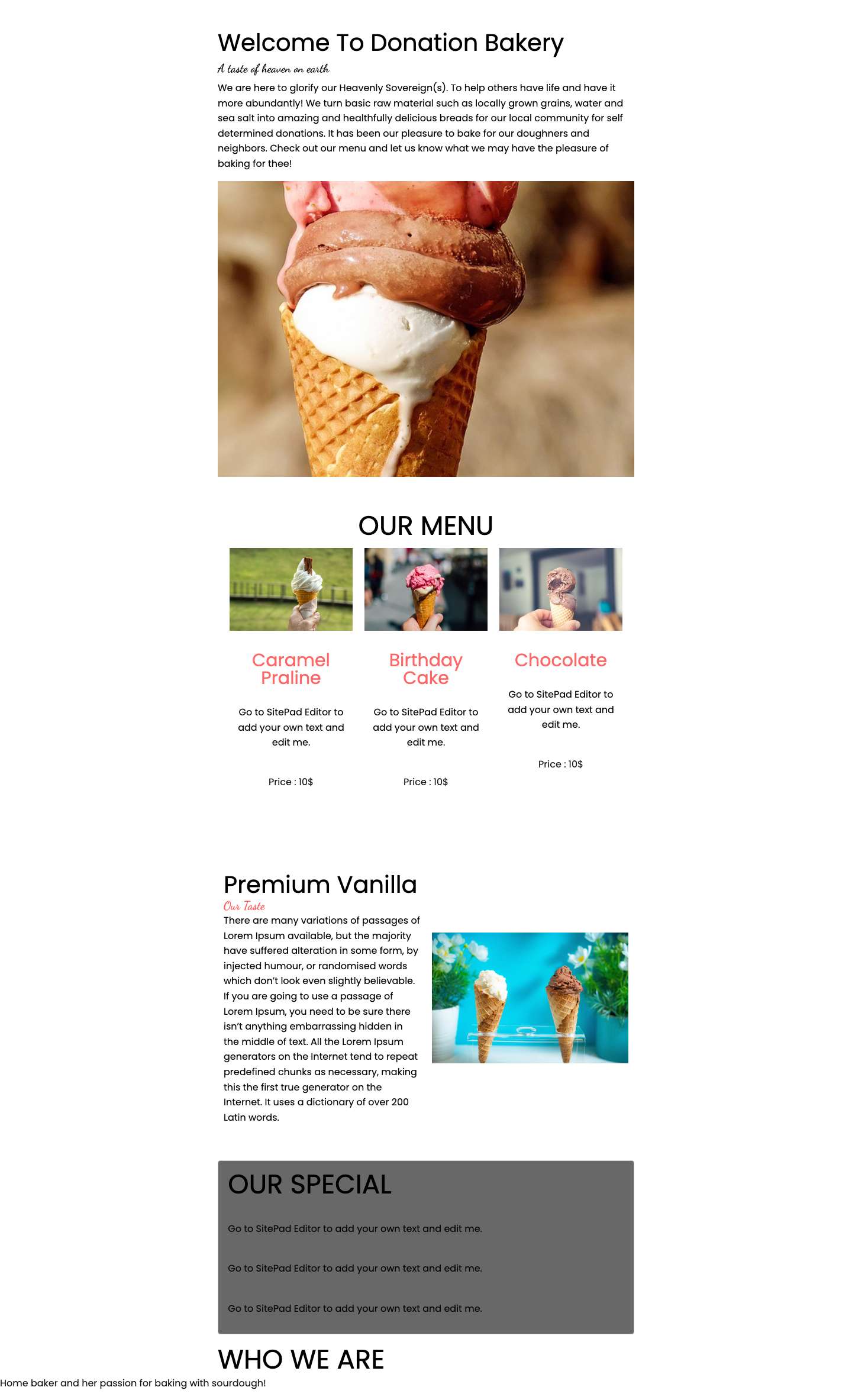 Home - Donation Bakery - Full Screenshot