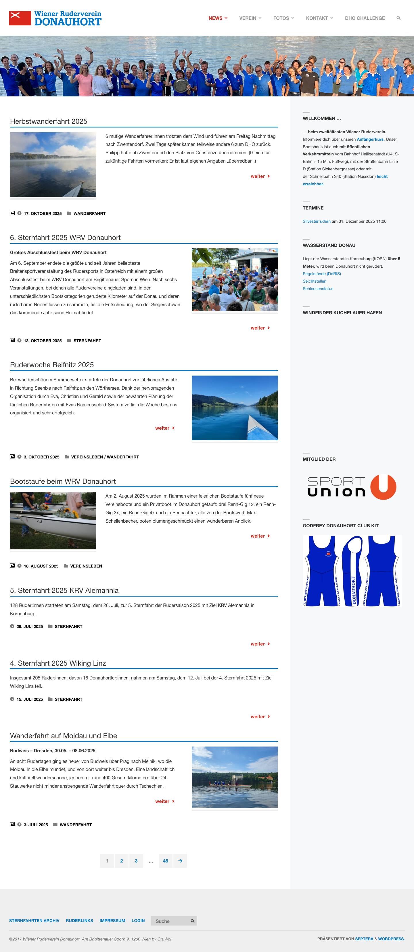 Wiener Ruderverein Donauhort – gegründet 1867 - Full Screenshot