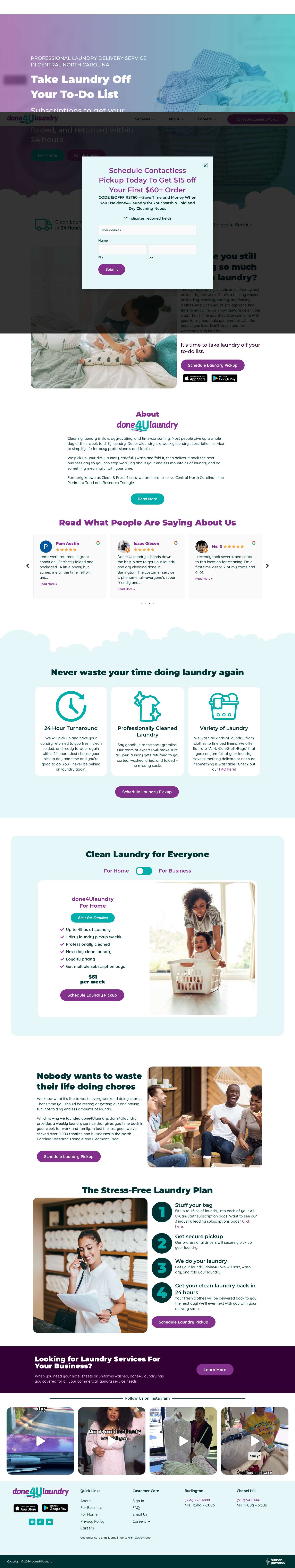Take Laundry Off Your To-Do List - done4Ulaundry - Laundry Delivery - Full Screenshot