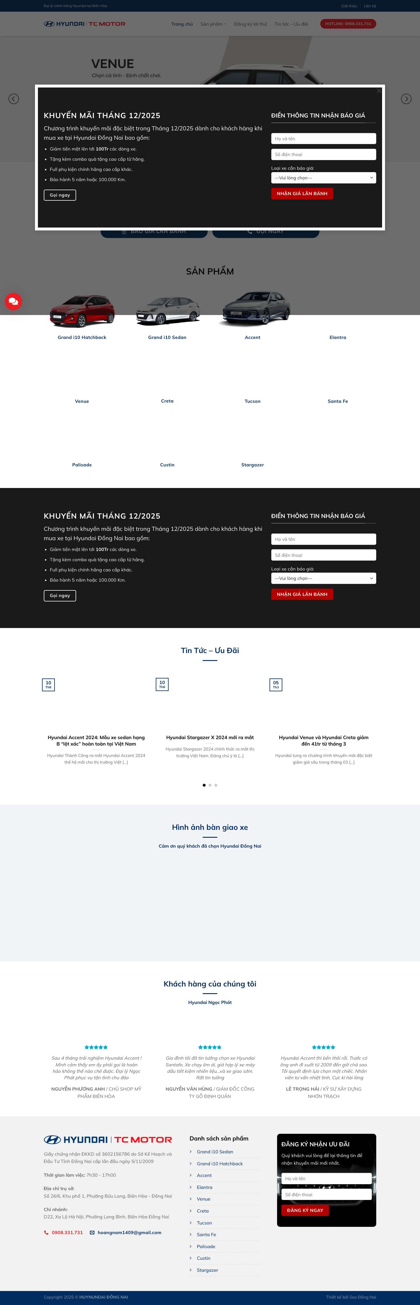 Trang chủ - Hyundai Đồng Nai - Full Screenshot