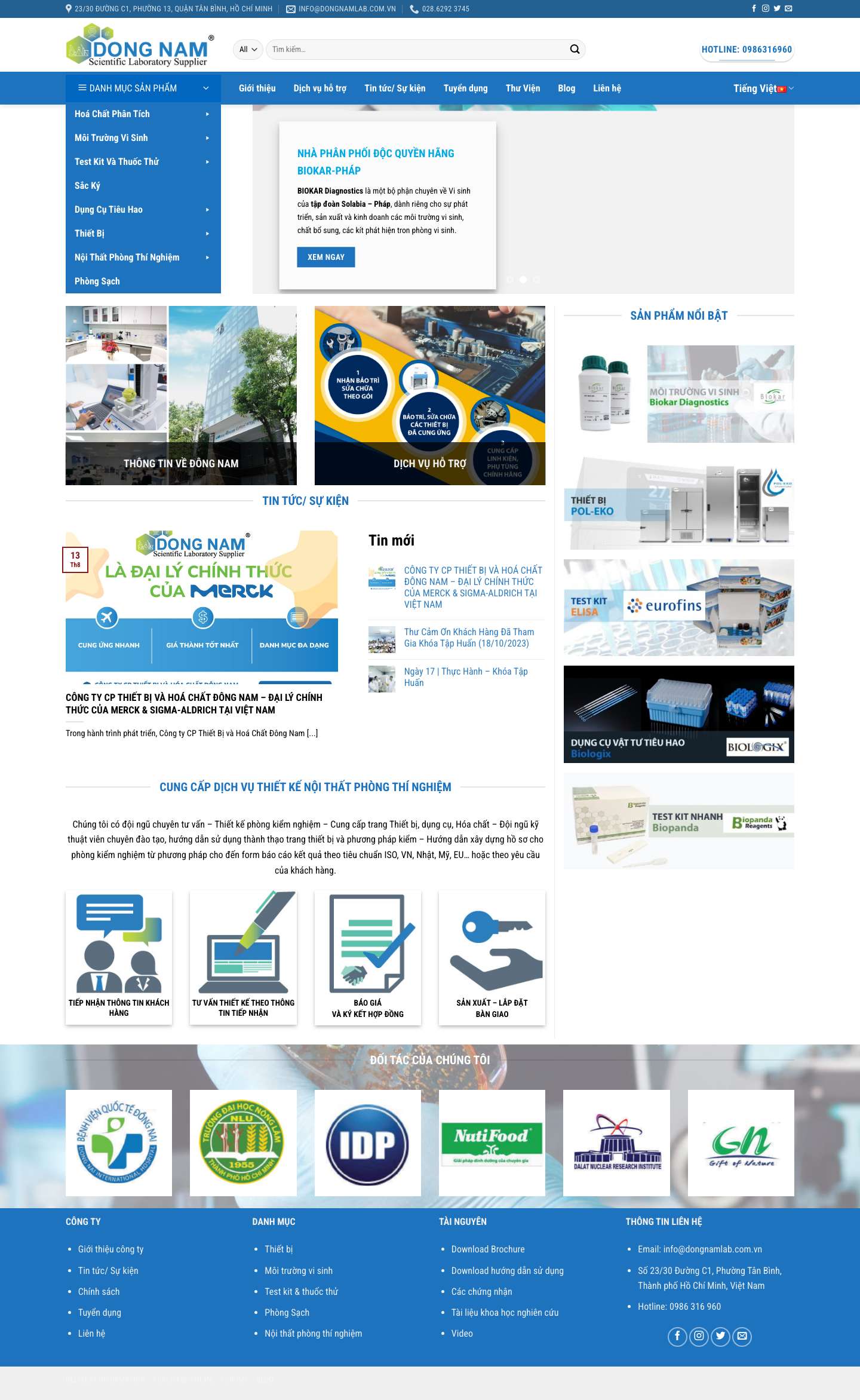 Công ty Cổ phần Thiết bị và Hóa chất Đông Nam - Full Screenshot