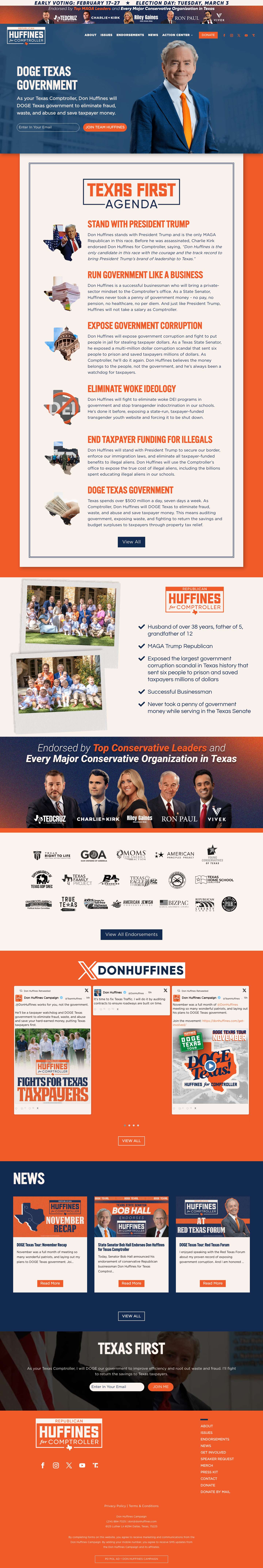 Don Huffines for Texas Comptroller - Full Screenshot