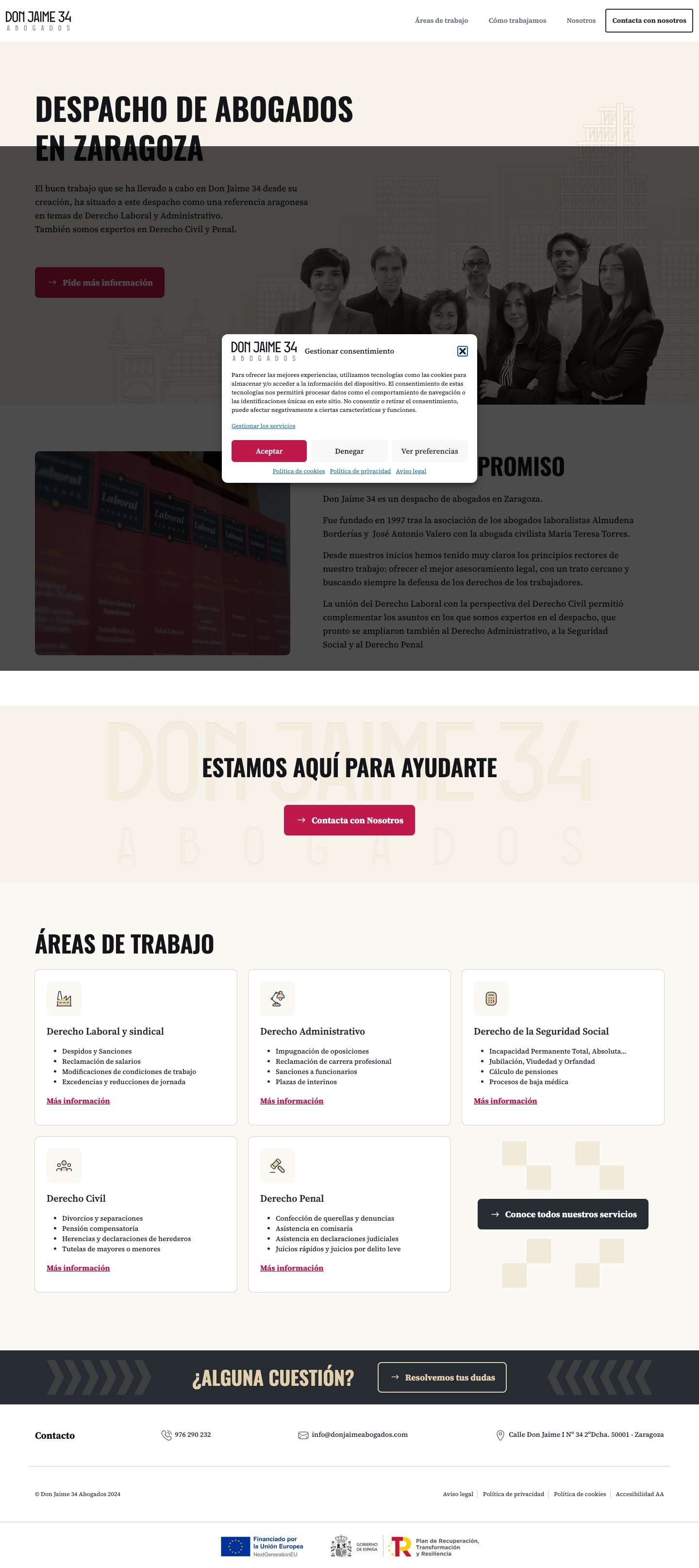 Despacho de abogados en Zaragoza | Don Jaime 34 Abogados - Full Screenshot