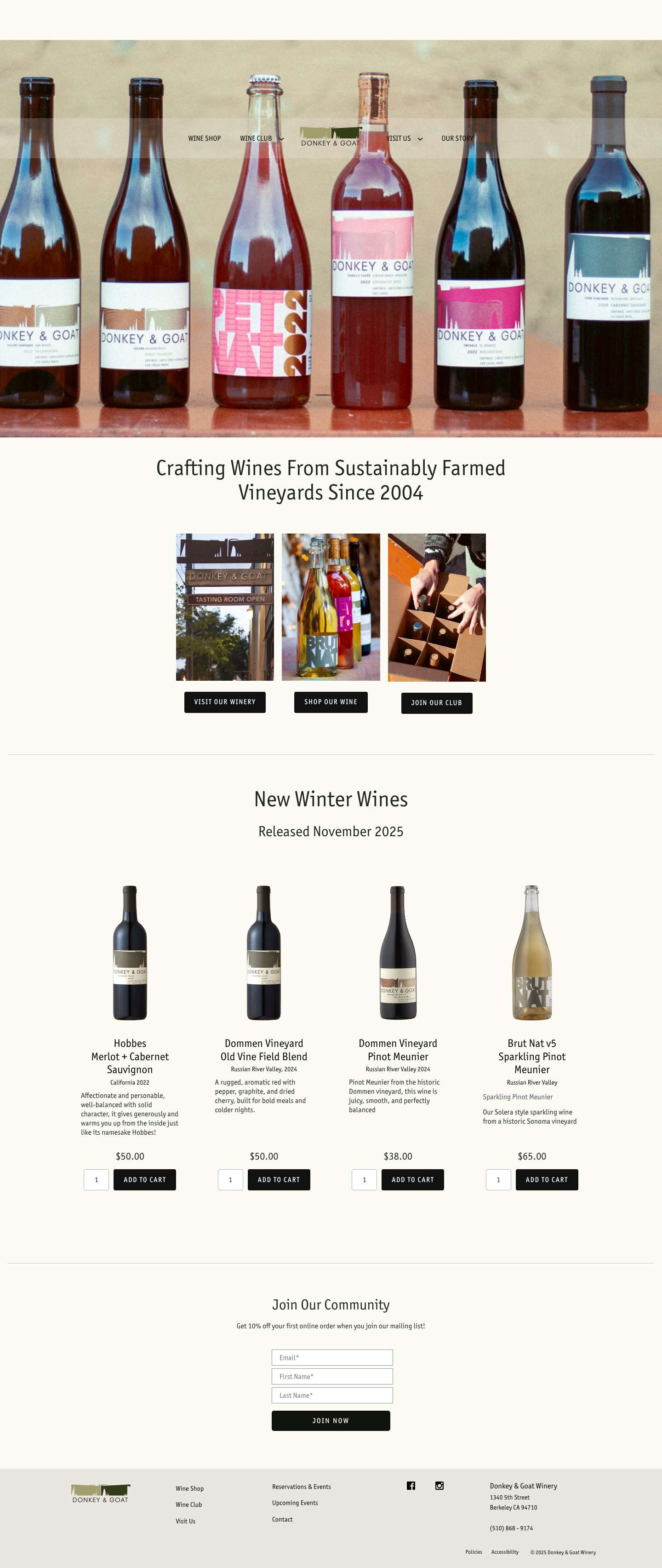 Donkey & Goat Winery - Berkeley’s First Natural Winery - Full Screenshot