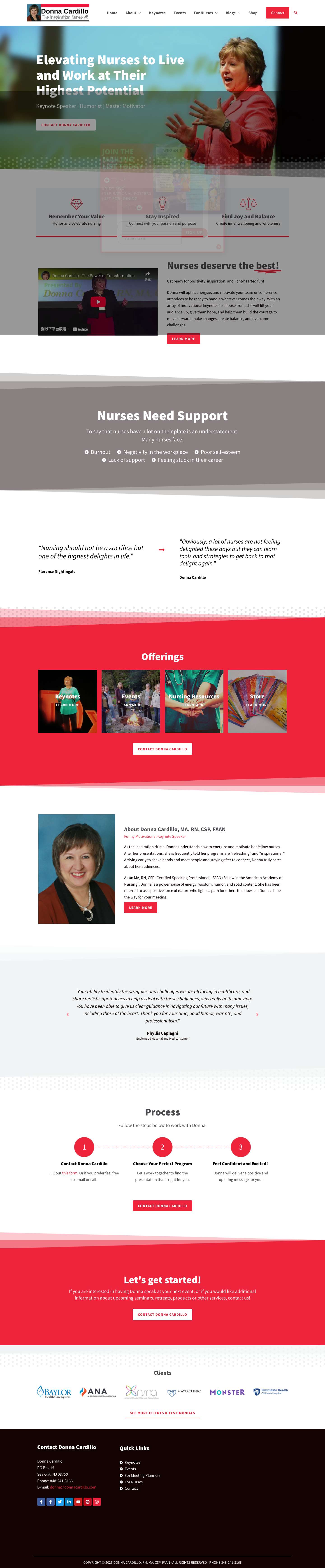 Funny Motivational Keynote Speaker for Nurses | Donna Cardillo, RNnoun_Diamond_709666 (1)noun_Light Bulb_674094 (1)noun_balance_1633914 - Full Screenshot