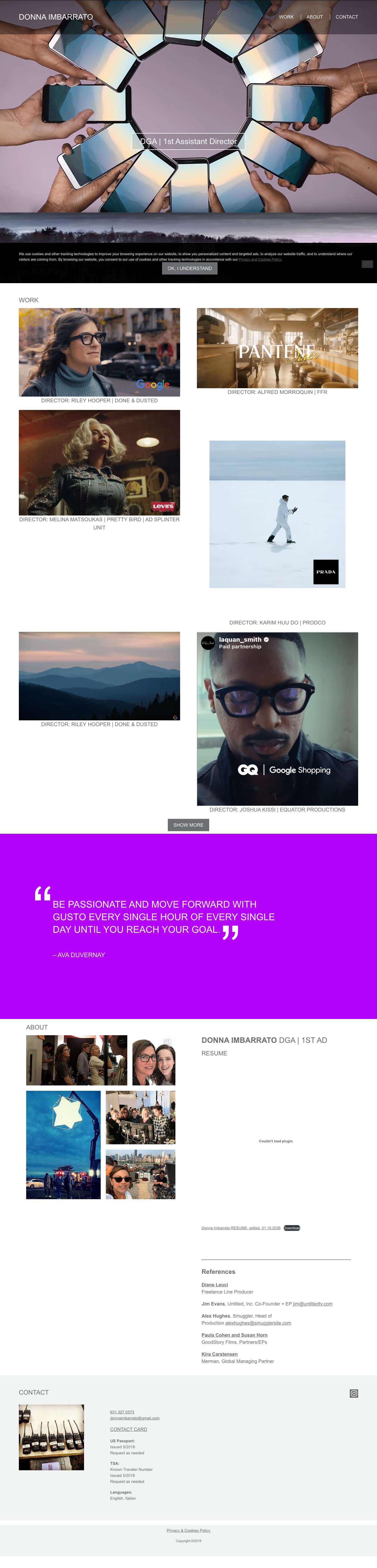 DGA Assistant Director | Donna Imbarrato - Full Screenshot