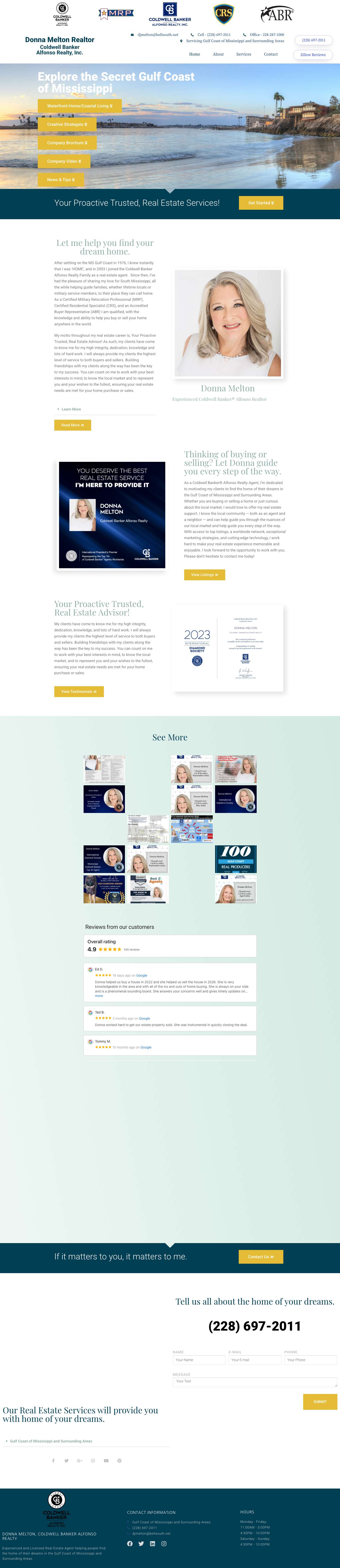 Best Real Estate Agent in Saucier| Coastal Real Estate Expert | Donna Melton, Coldwell Banker Alfonso Realty - Full Screenshot